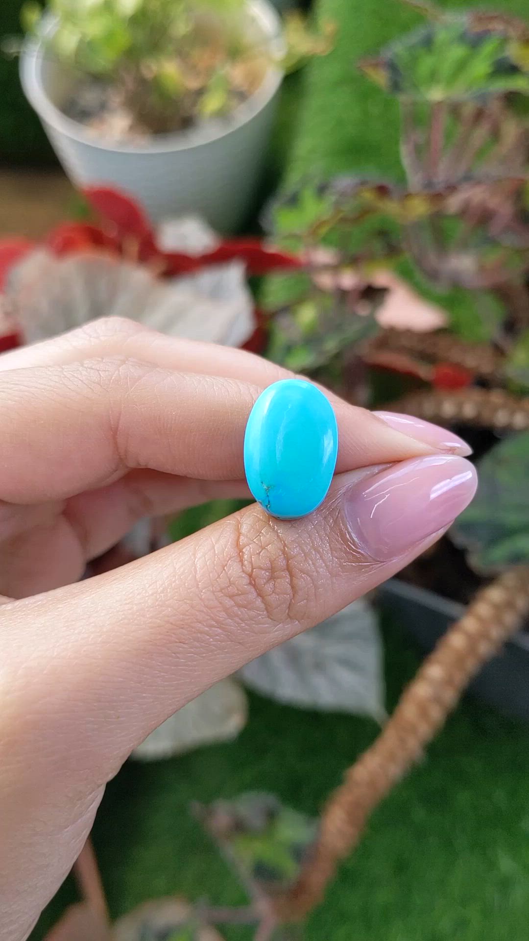 13.39 Ct. Blue Cabochon Turquoise from Persia(Iran) Size Video