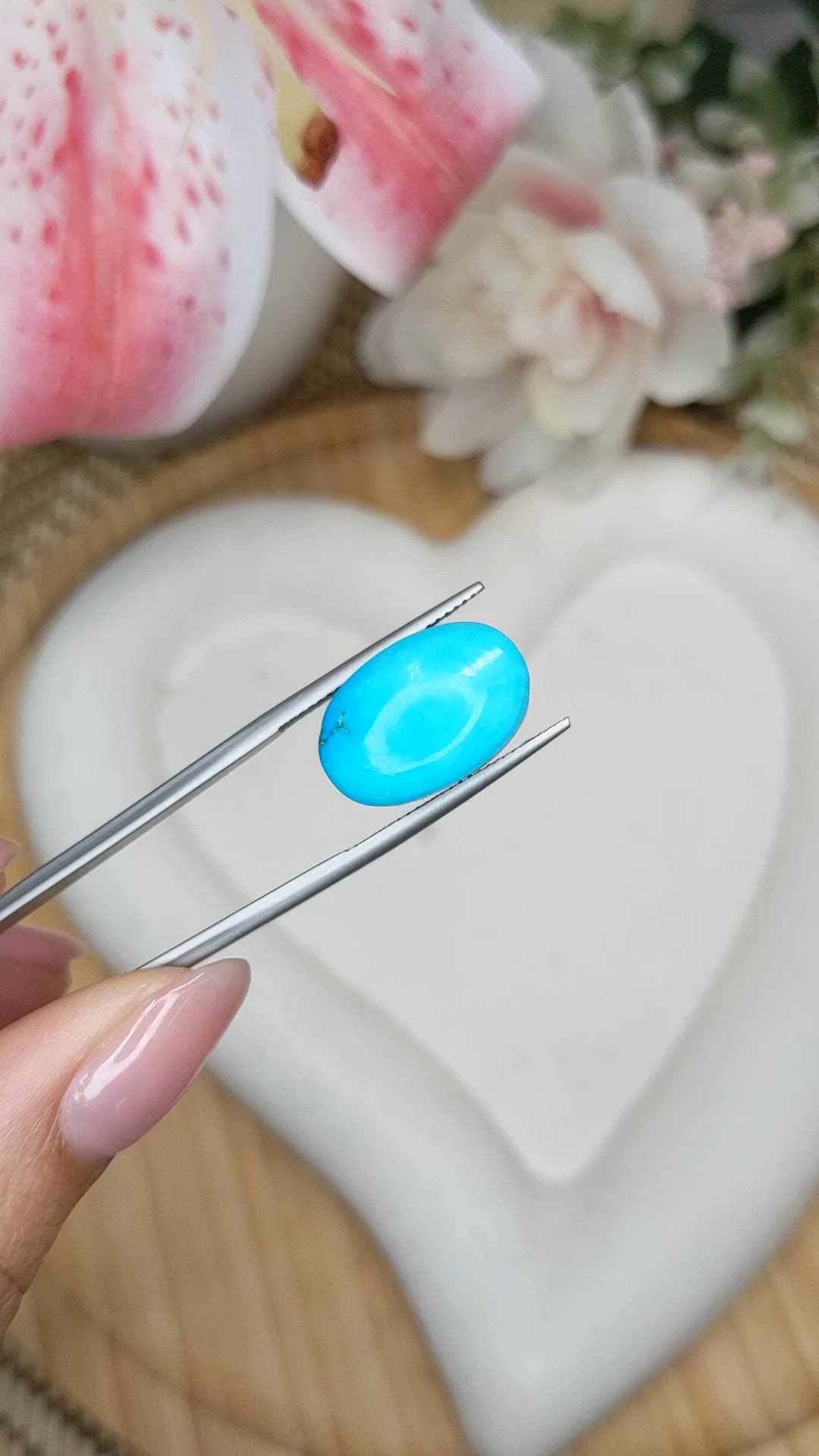 13.39 Ct. Blue Cabochon Turquoise from Persia(Iran) Size Video