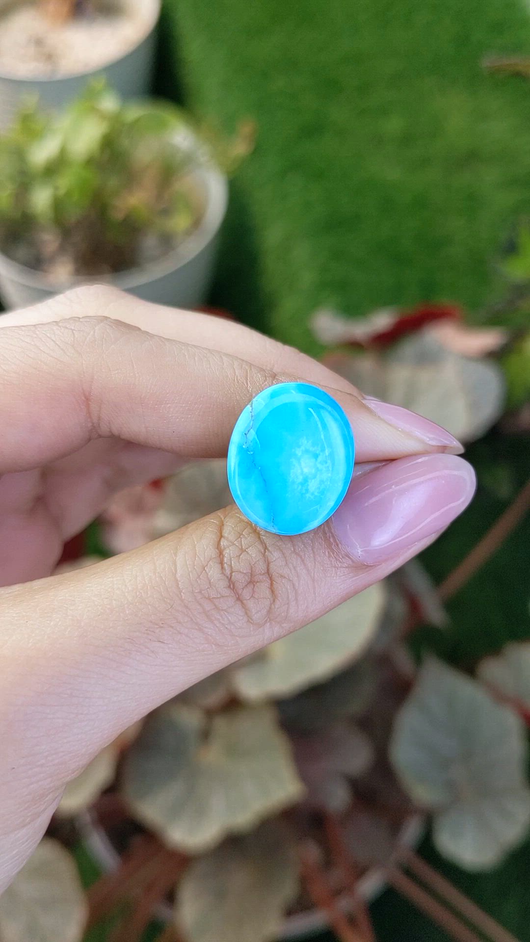 15.94 Ct. Greenish Blue Cabochon Turquoise from Persia(Iran) Size Video