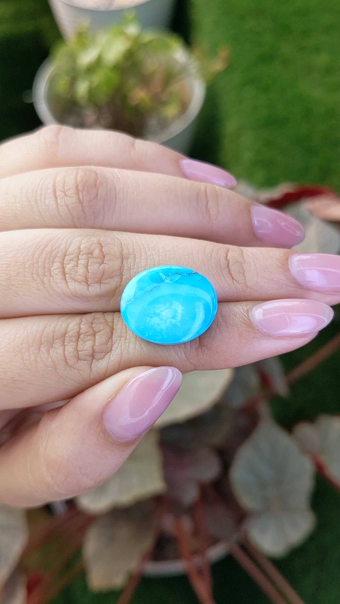 15.94 Ct. Greenish Blue Cabochon Turquoise from Persia(Iran) Size Video