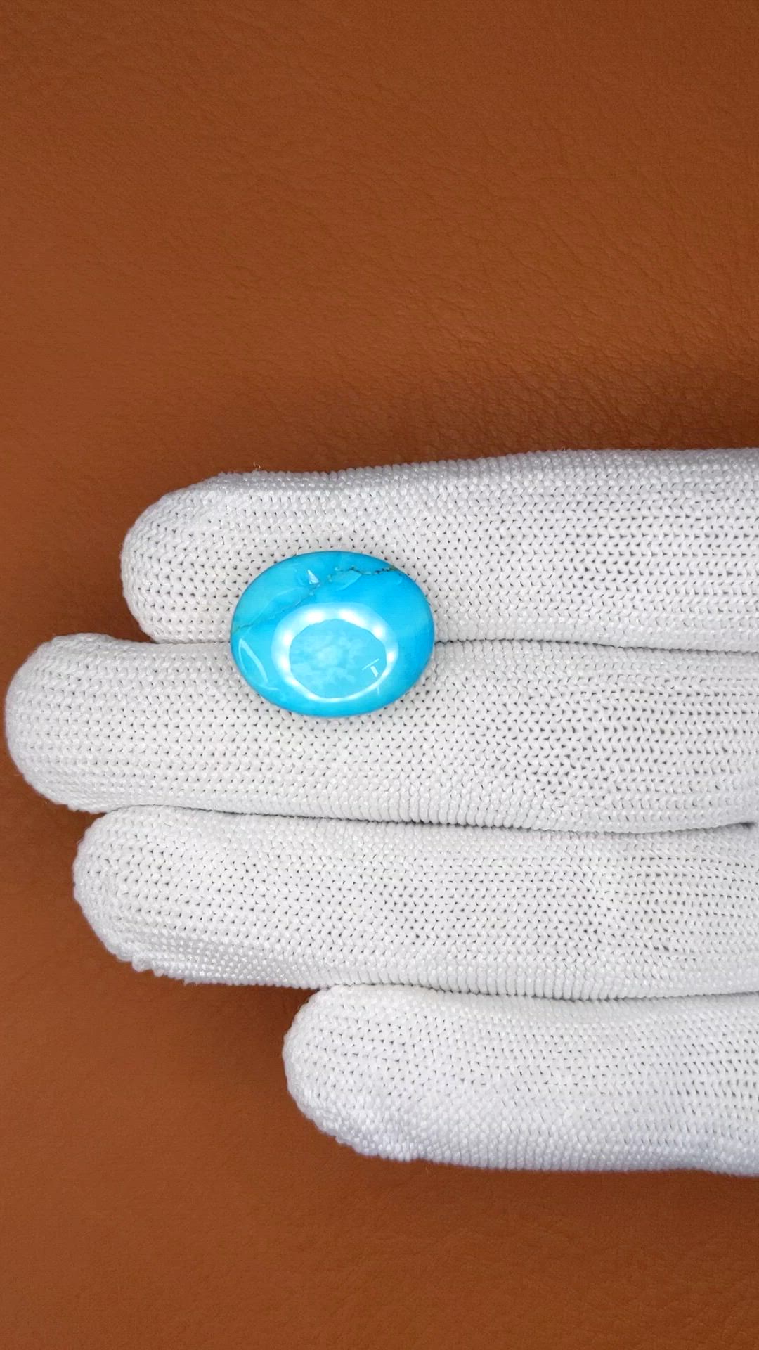 15.94 Ct. Greenish Blue Cabochon Turquoise from Persia(Iran) Size Video