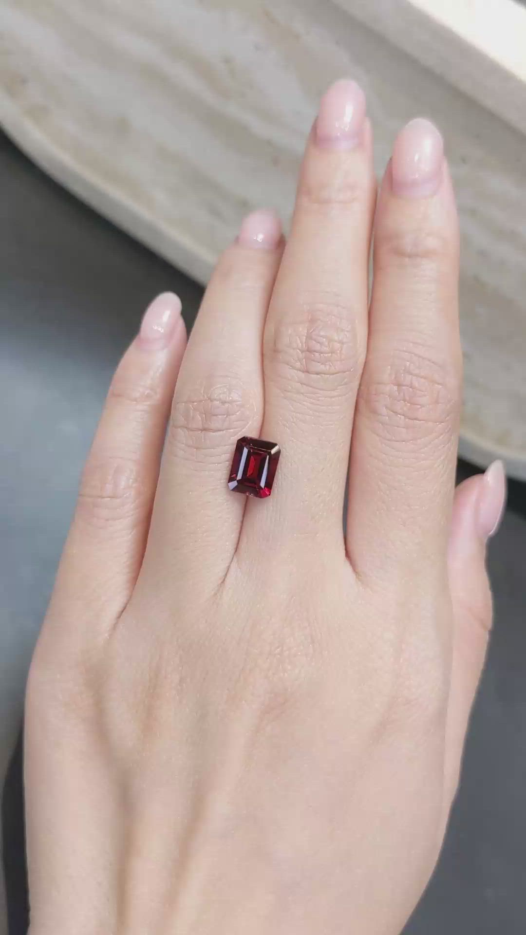 2.74 Ct. Red Garnet from Tanzania Size Video