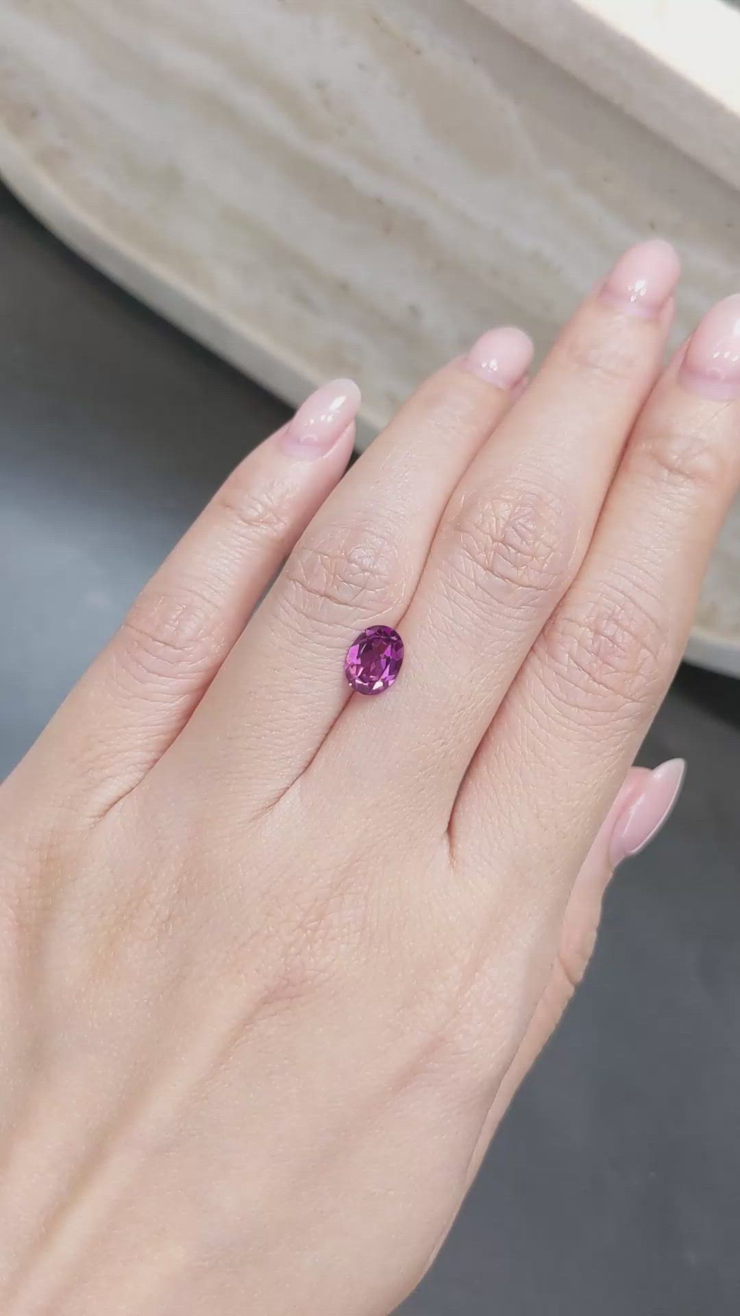 1.38 Ct. Purple Rhodolite Garnet from Tanzania Size Video