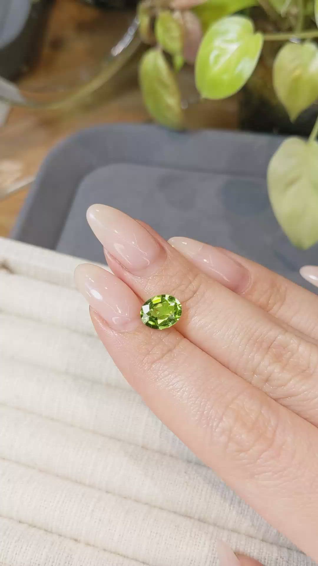 1.78 Ct. Green (Lime Green) Peridot from Burma (Myanmar) Size Video
