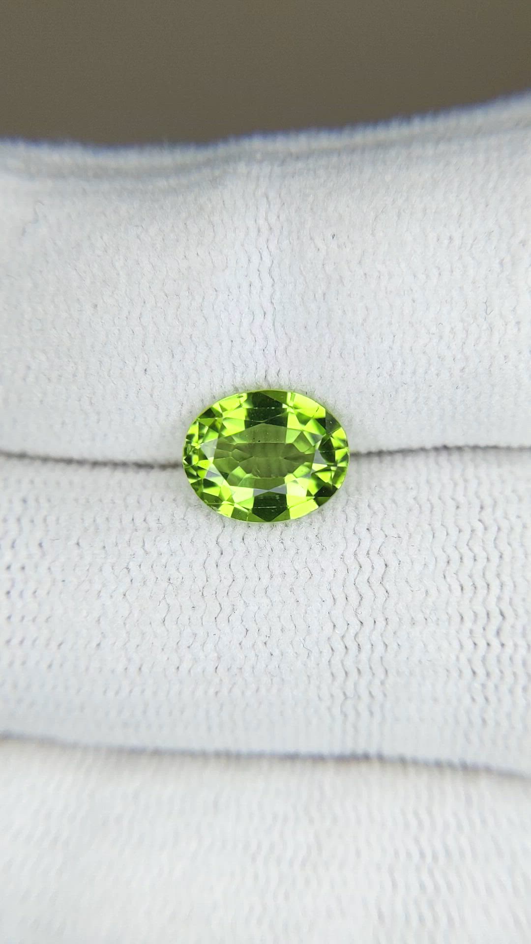 1.78 Ct. Green (Lime Green) Peridot from Burma (Myanmar) Size Video