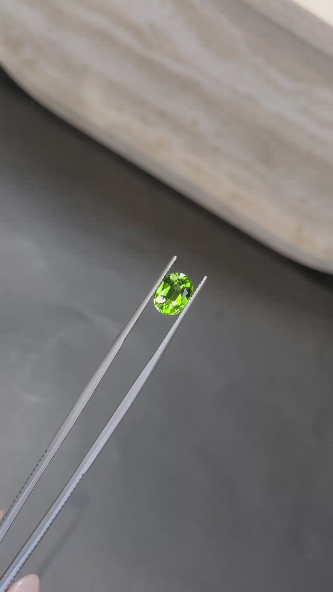 2.06 Ct. Green (Lime Green) Peridot from Burma (Myanmar) Size Video