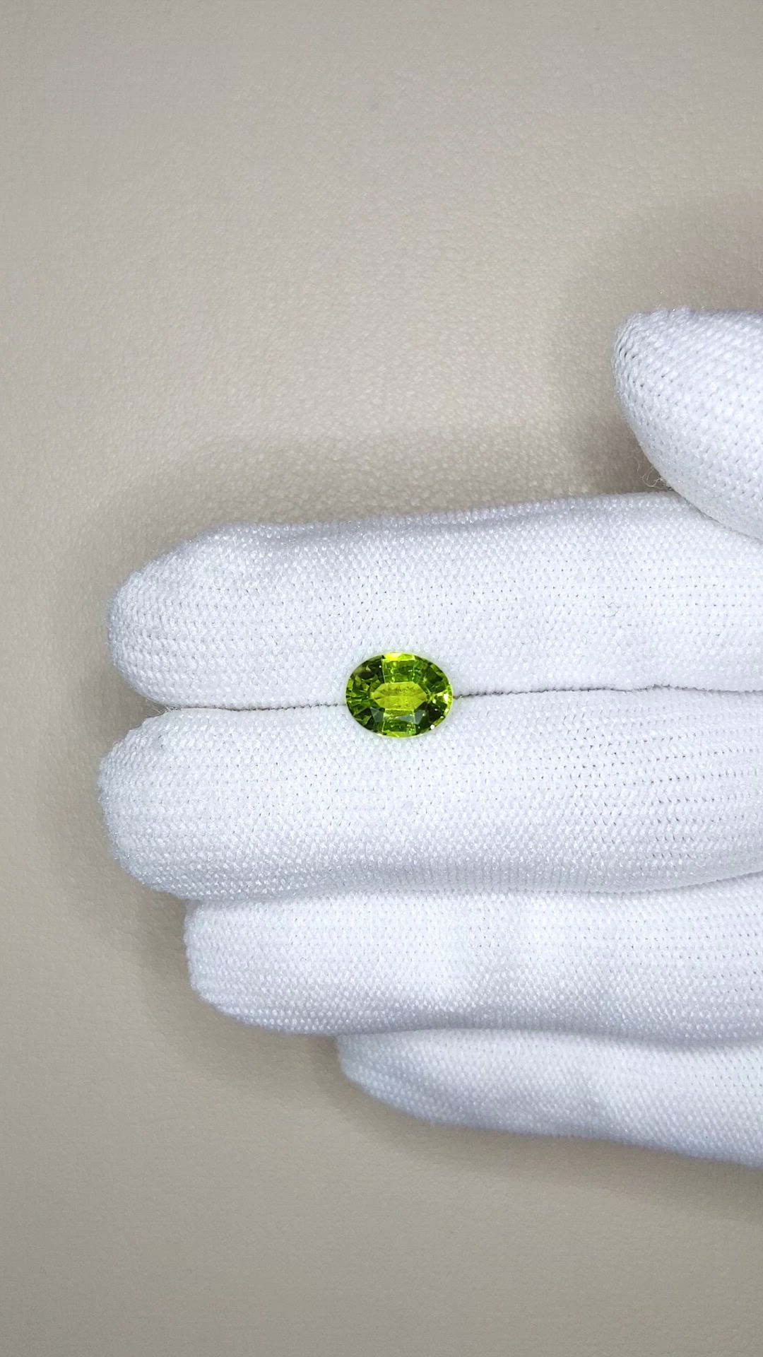 2.06 Ct. Green (Lime Green) Peridot from Burma (Myanmar) Size Video