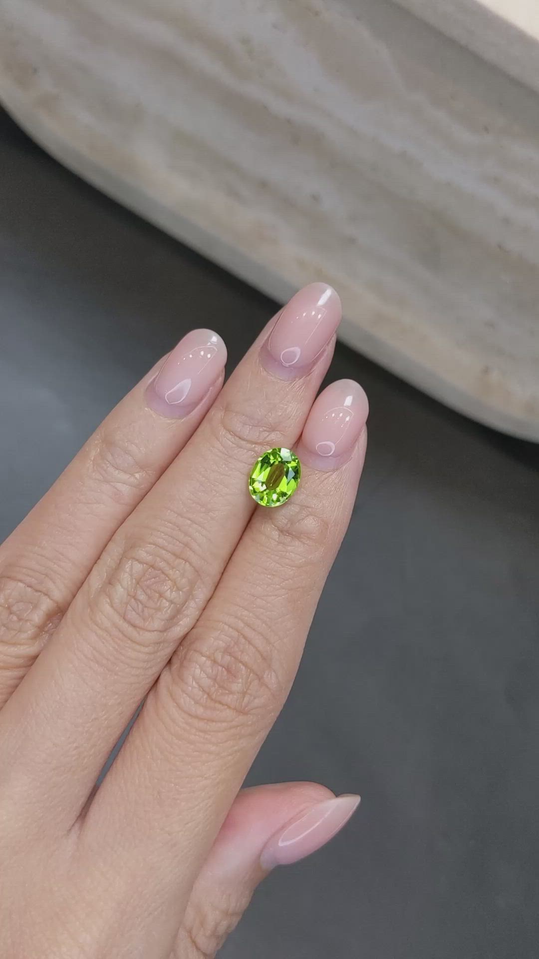 2.06 Ct. Green (Lime Green) Peridot from Burma (Myanmar) Size Video