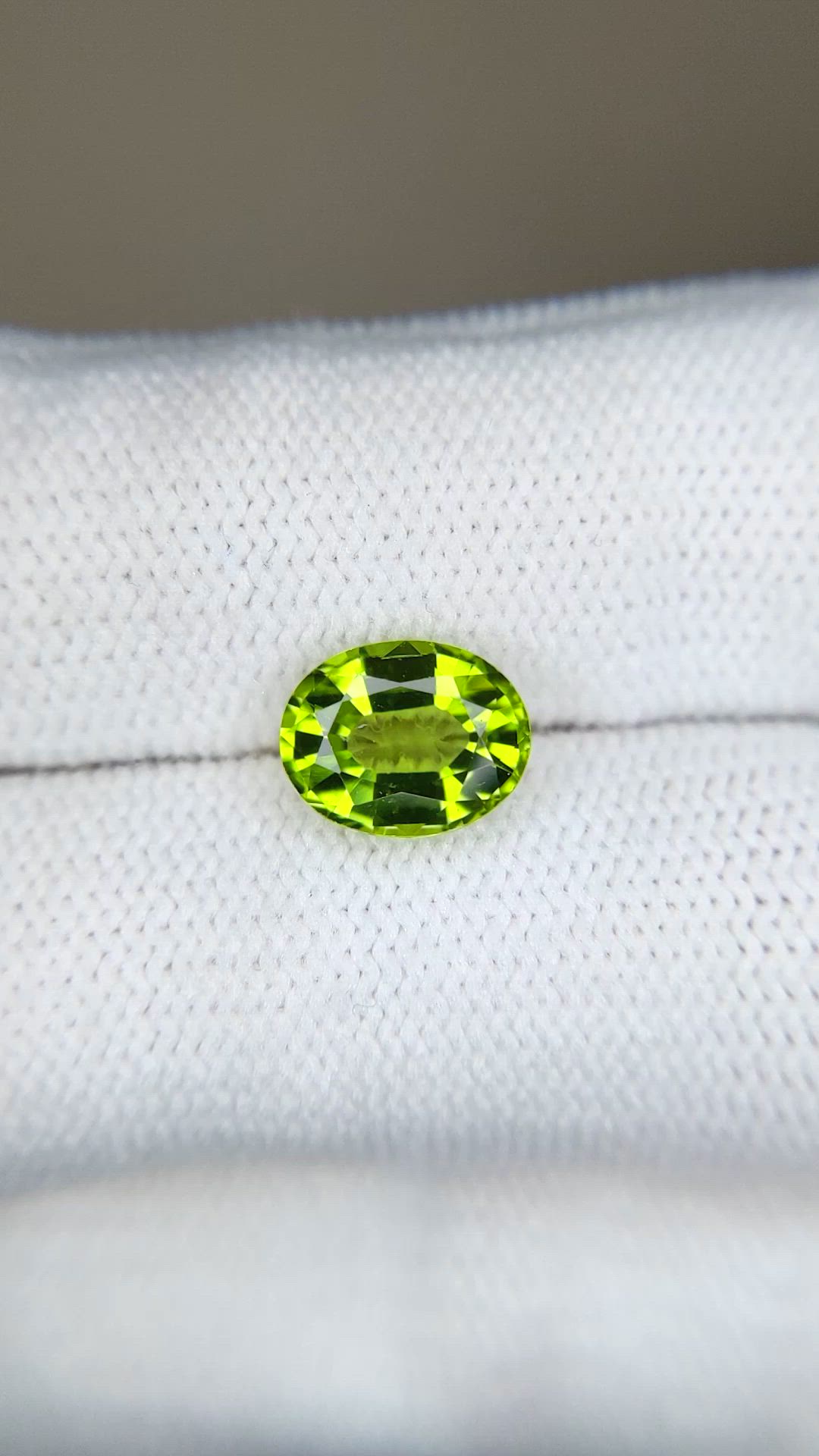 2.06 Ct. Green (Lime Green) Peridot from Burma (Myanmar) Size Video