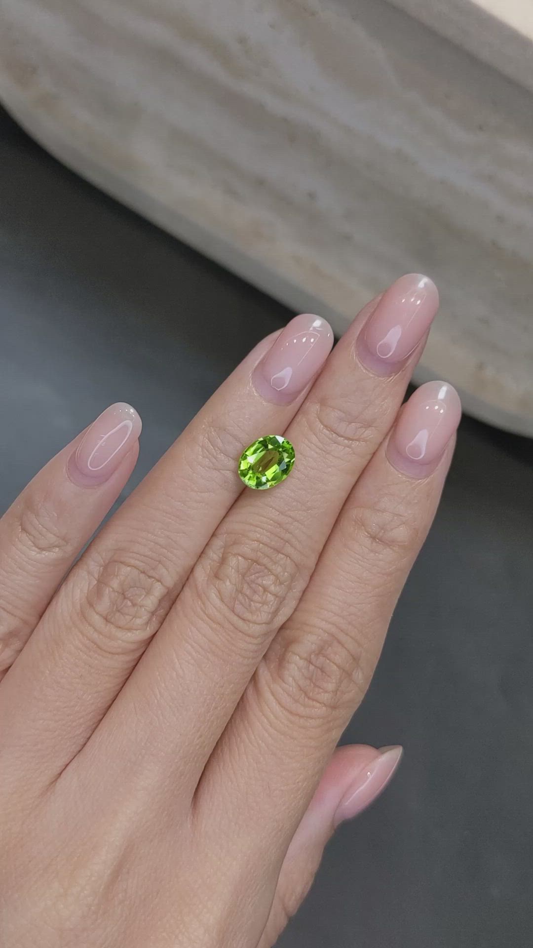 2.06 Ct. Green (Lime Green) Peridot from Burma (Myanmar) Size Video