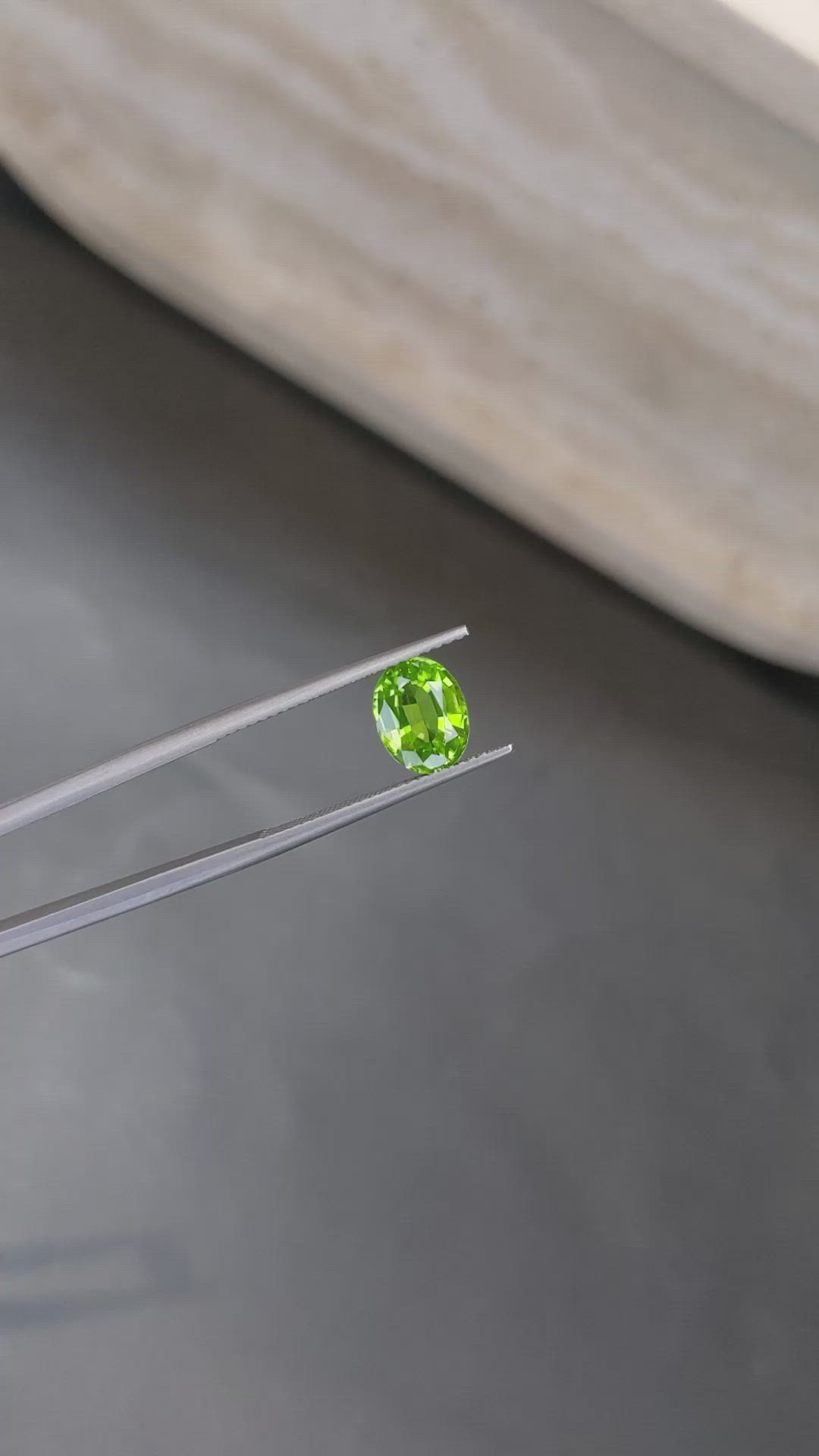 2.15 Ct. Green (Lime Green) Peridot from Burma (Myanmar) Size Video