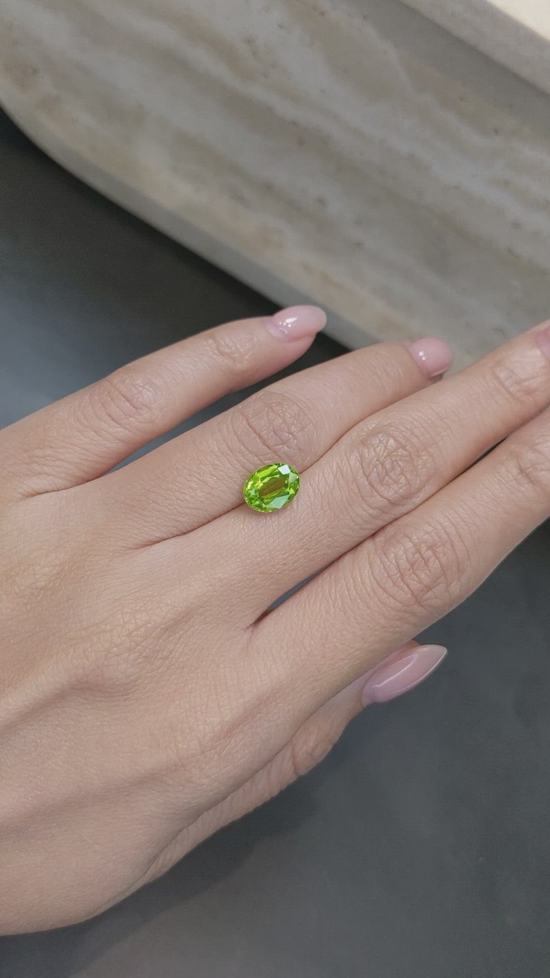 2.15 Ct. Green (Lime Green) Peridot from Burma (Myanmar) Size Video