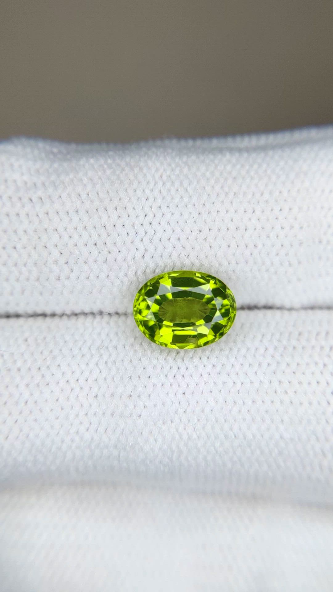 2.15 Ct. Green (Lime Green) Peridot from Burma (Myanmar) Size Video