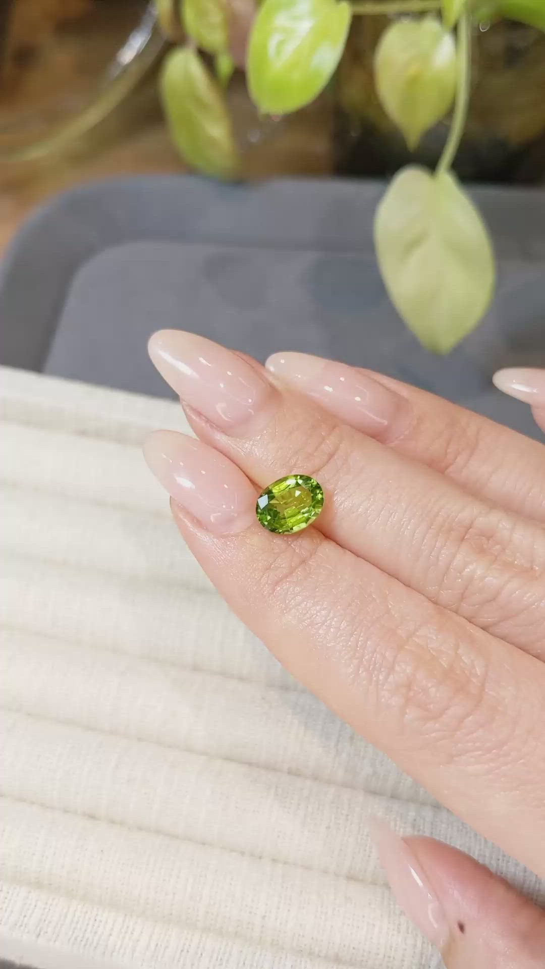 1.95 Ct. Green (Lime Green) Peridot from Burma (Myanmar) Size Video