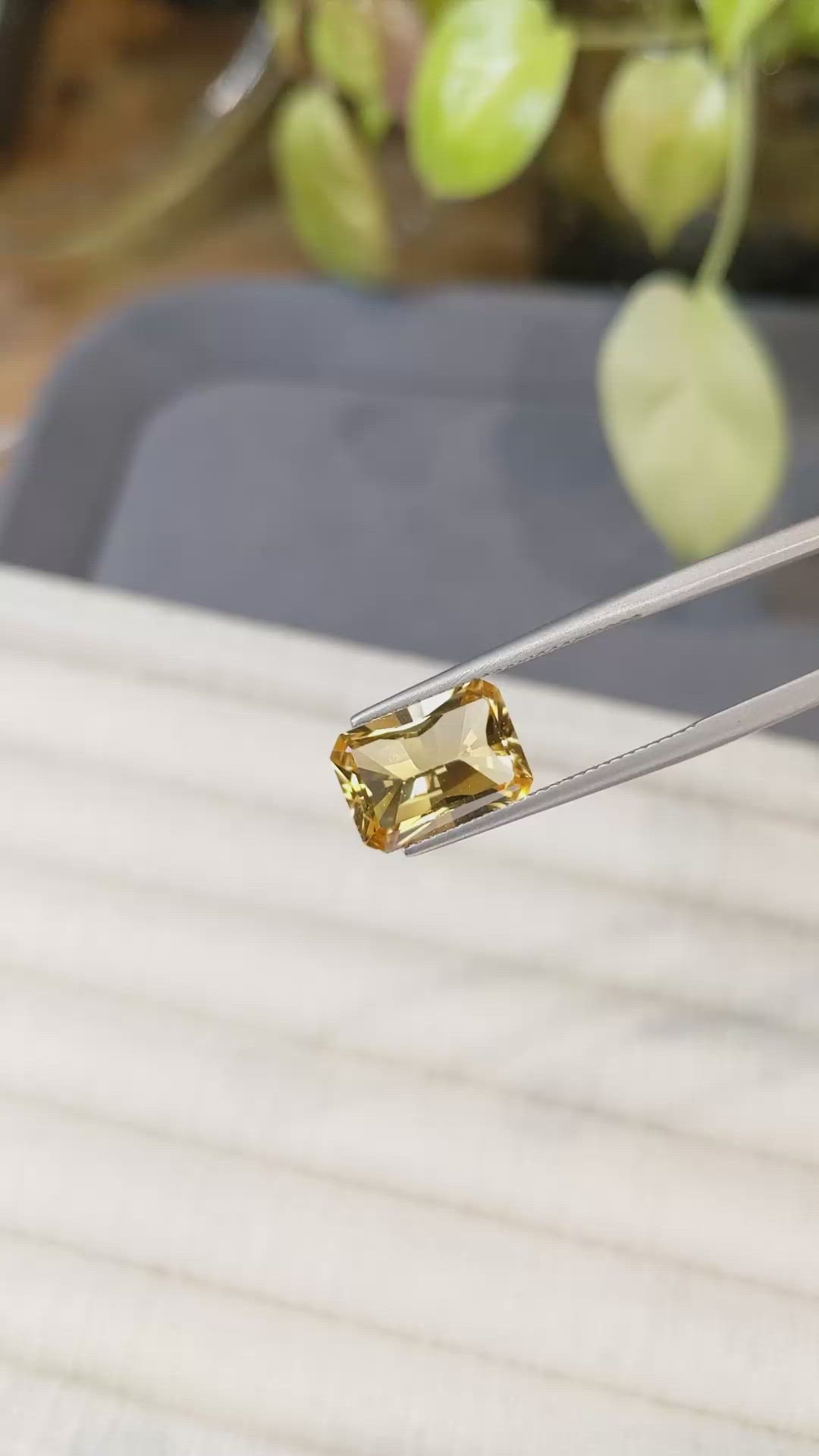 3.72 Ct. Orangish Yellow Citrine from Brazil Size Video