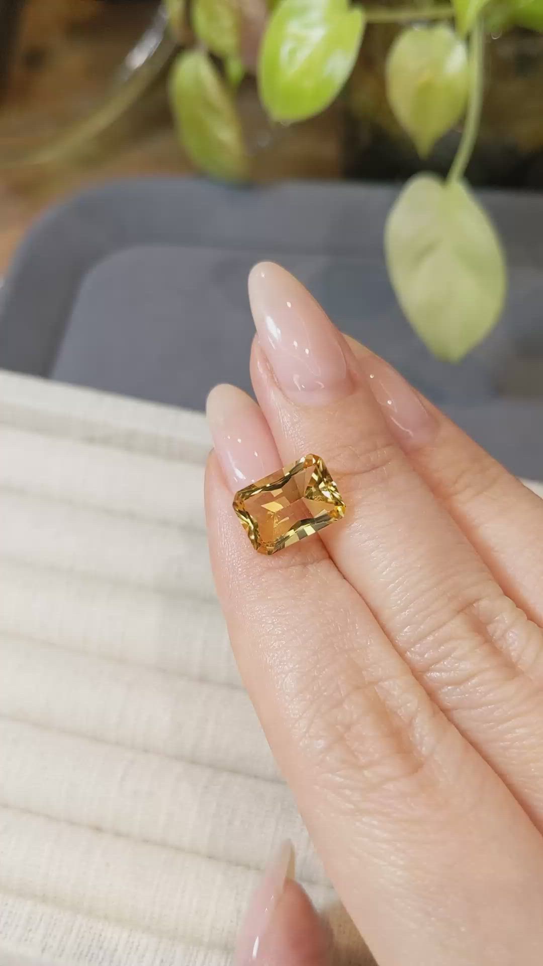 3.72 Ct. Orangish Yellow Citrine from Brazil Size Video