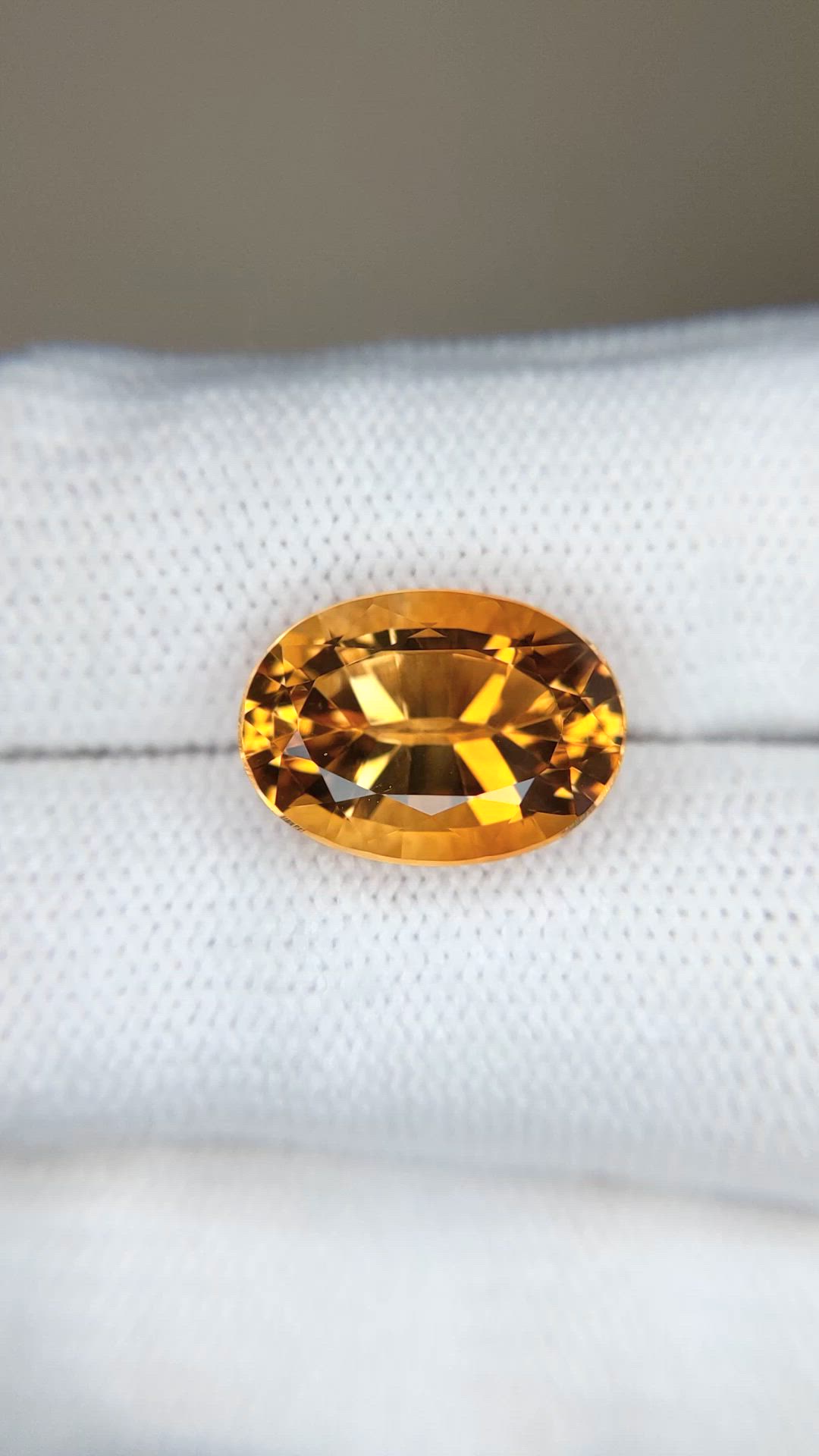 6.21 Ct. Orangish Yellow Citrine from Brazil Size Video