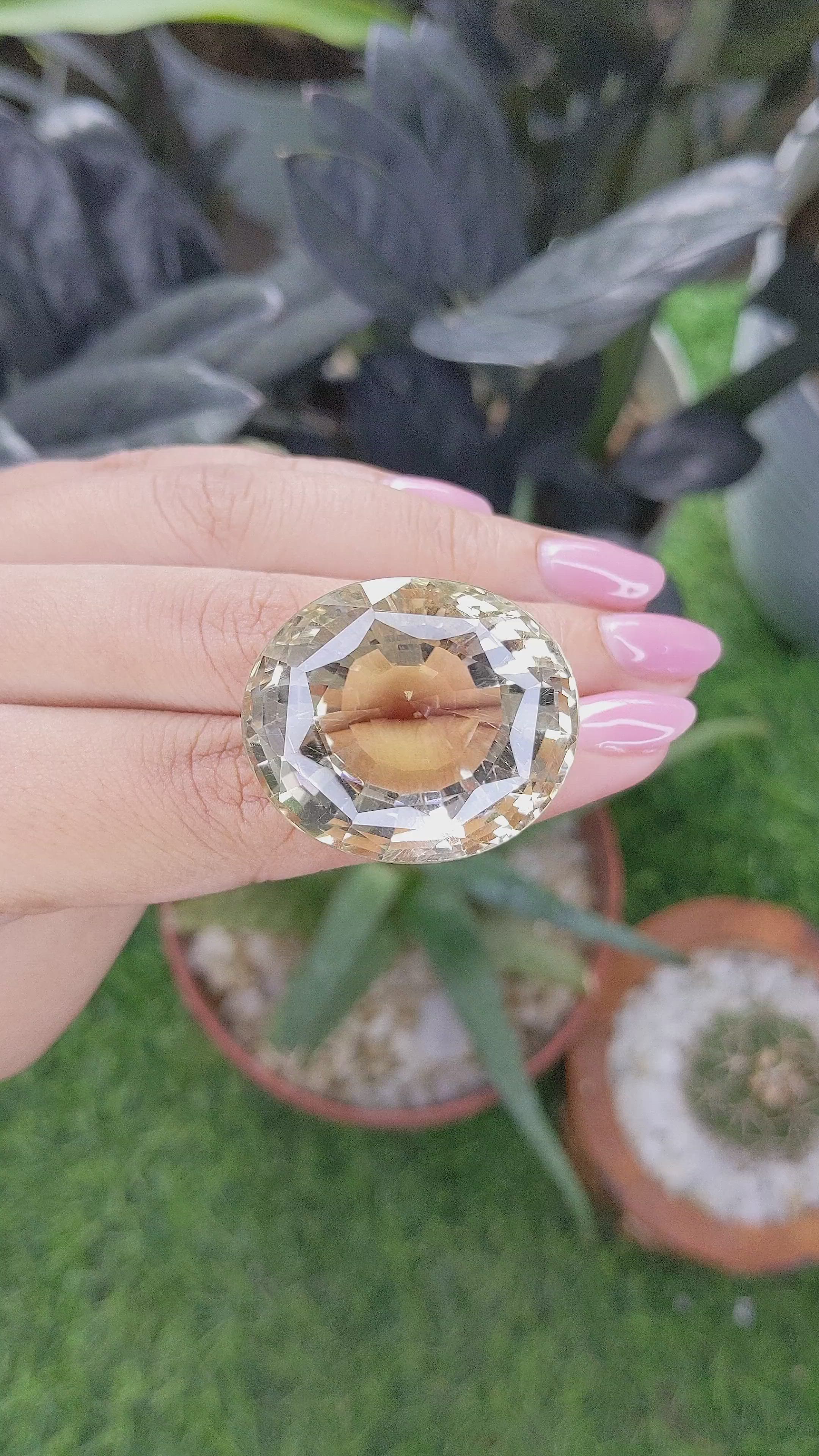 105.40 Ct. Yellowish Brown Citrine from Ceylon (Sri Lanka) Size Video