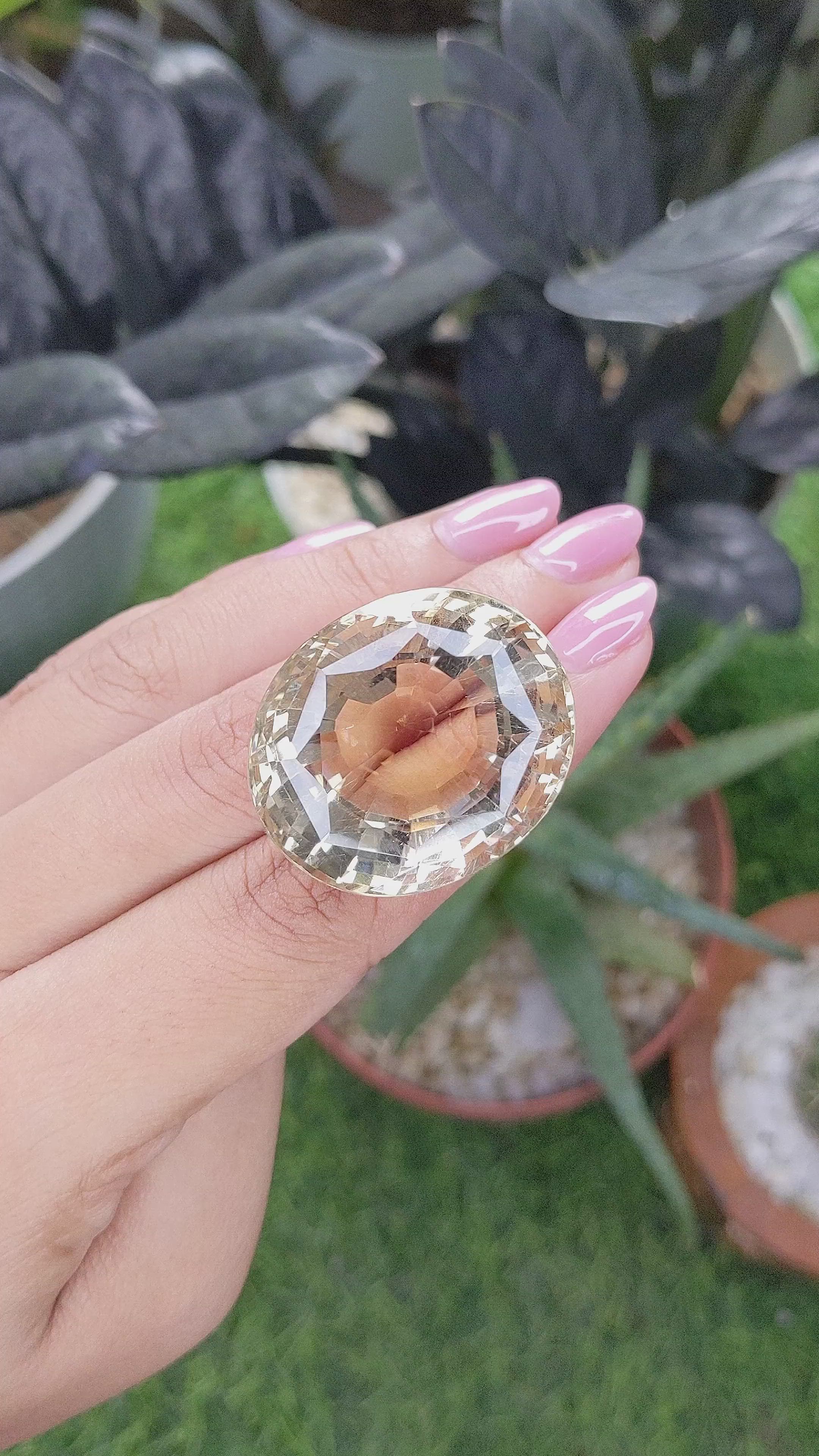 105.40 Ct. Yellowish Brown Citrine from Ceylon (Sri Lanka) Size Video