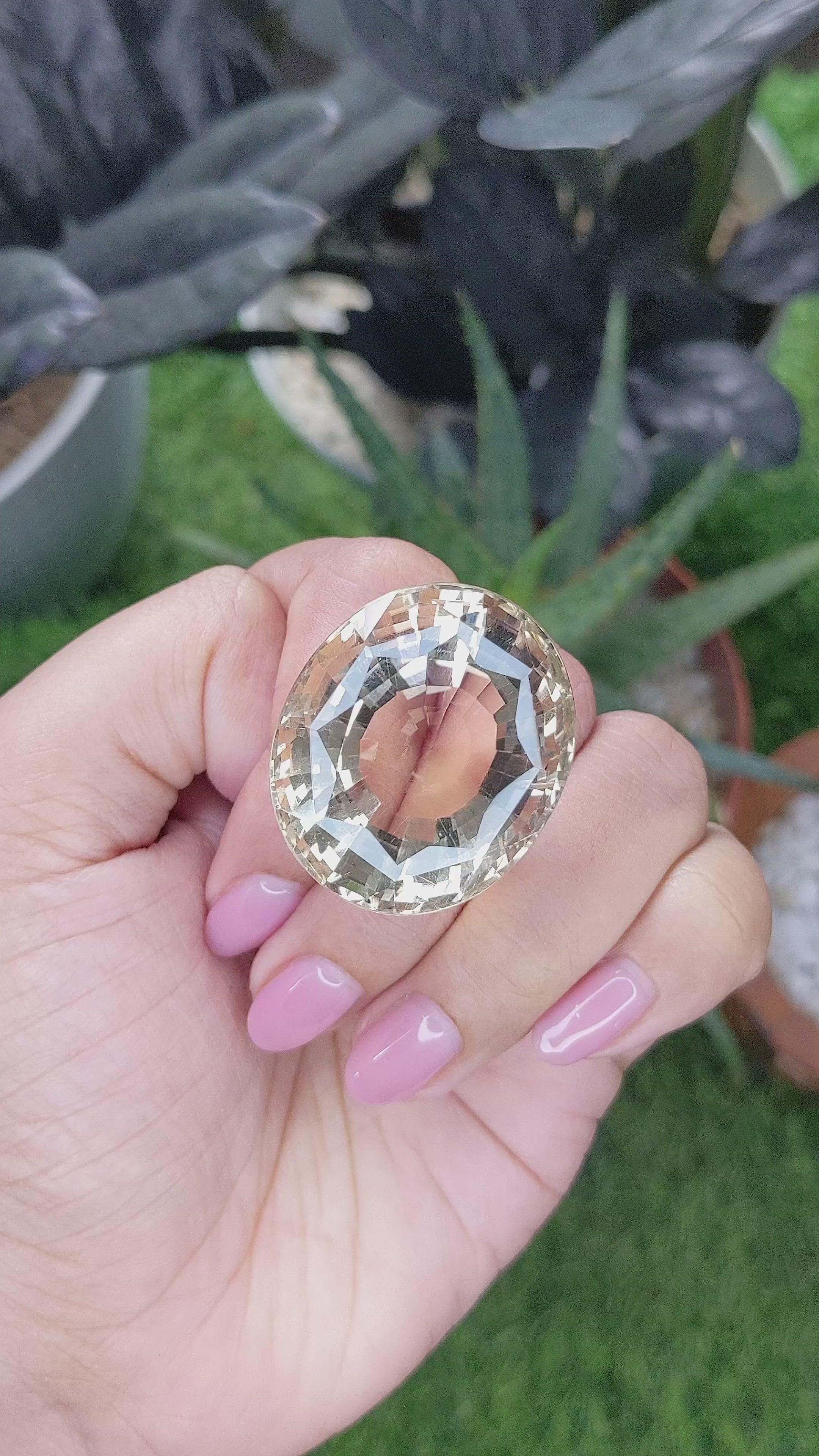 105.40 Ct. Yellowish Brown Citrine from Ceylon (Sri Lanka) Size Video