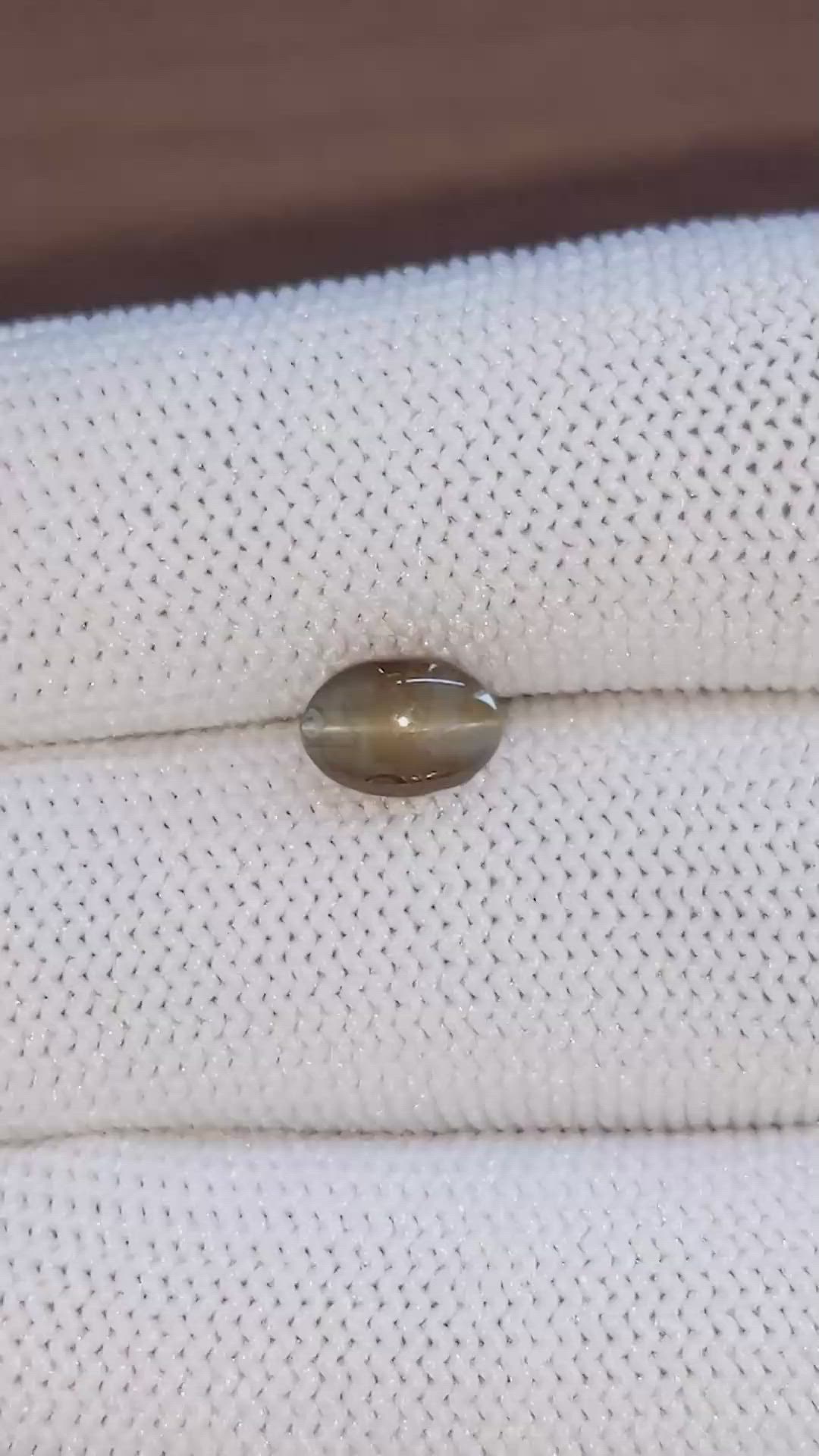 2.06 Ct. Brown Cabochon Cat’s Eye Chrysoberyl from Ceylon (Sri Lanka) Size Video