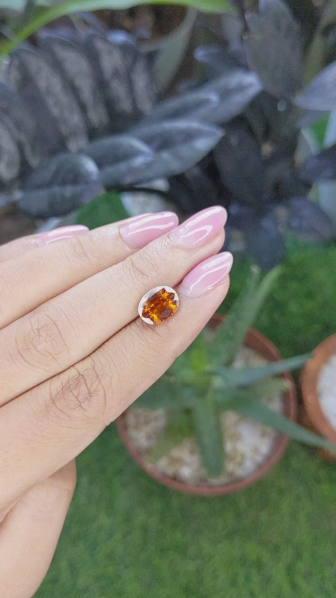2.62 Ct. Orange Hessonite Garnet Size Video