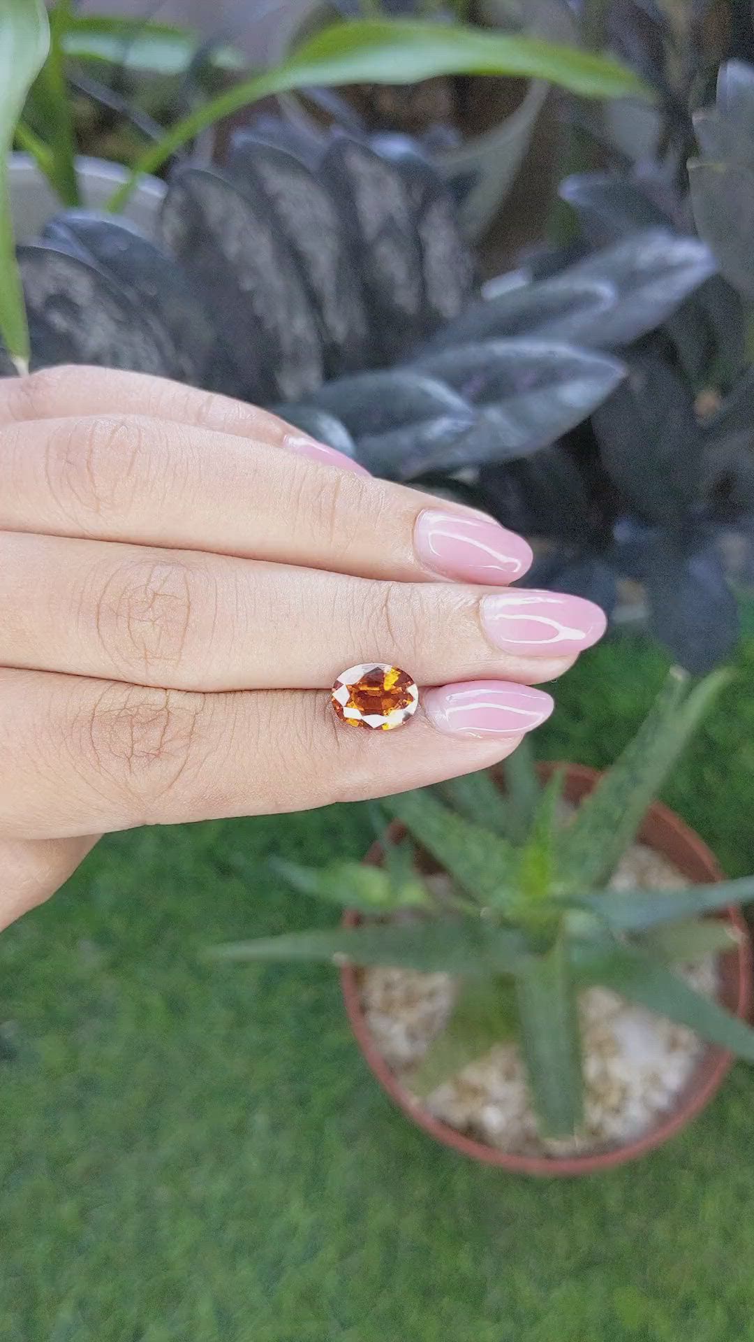 2.62 Ct. Orange Hessonite Garnet Size Video