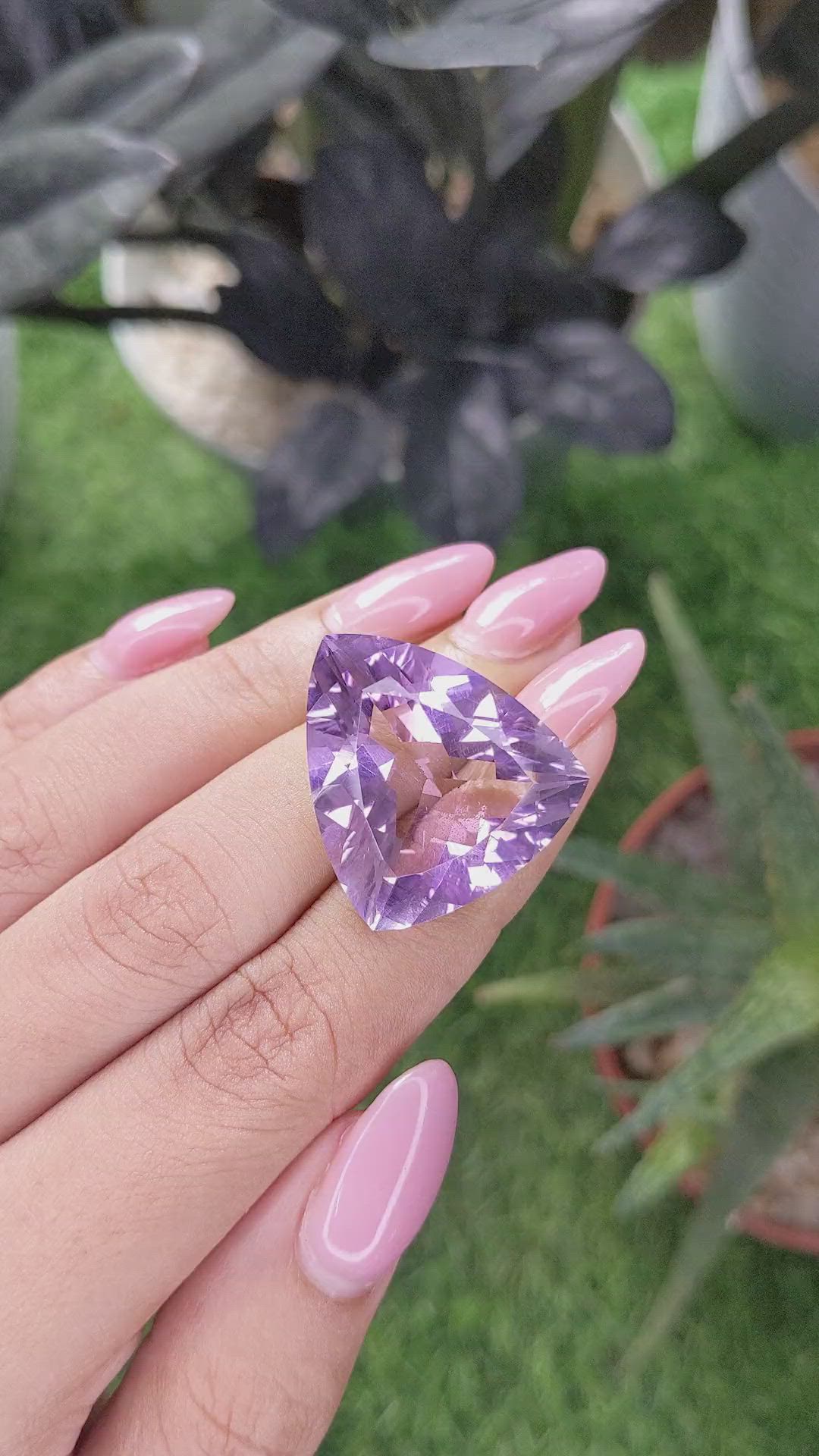 33.90 Ct. Purple Amethyst from Brazil Size Video