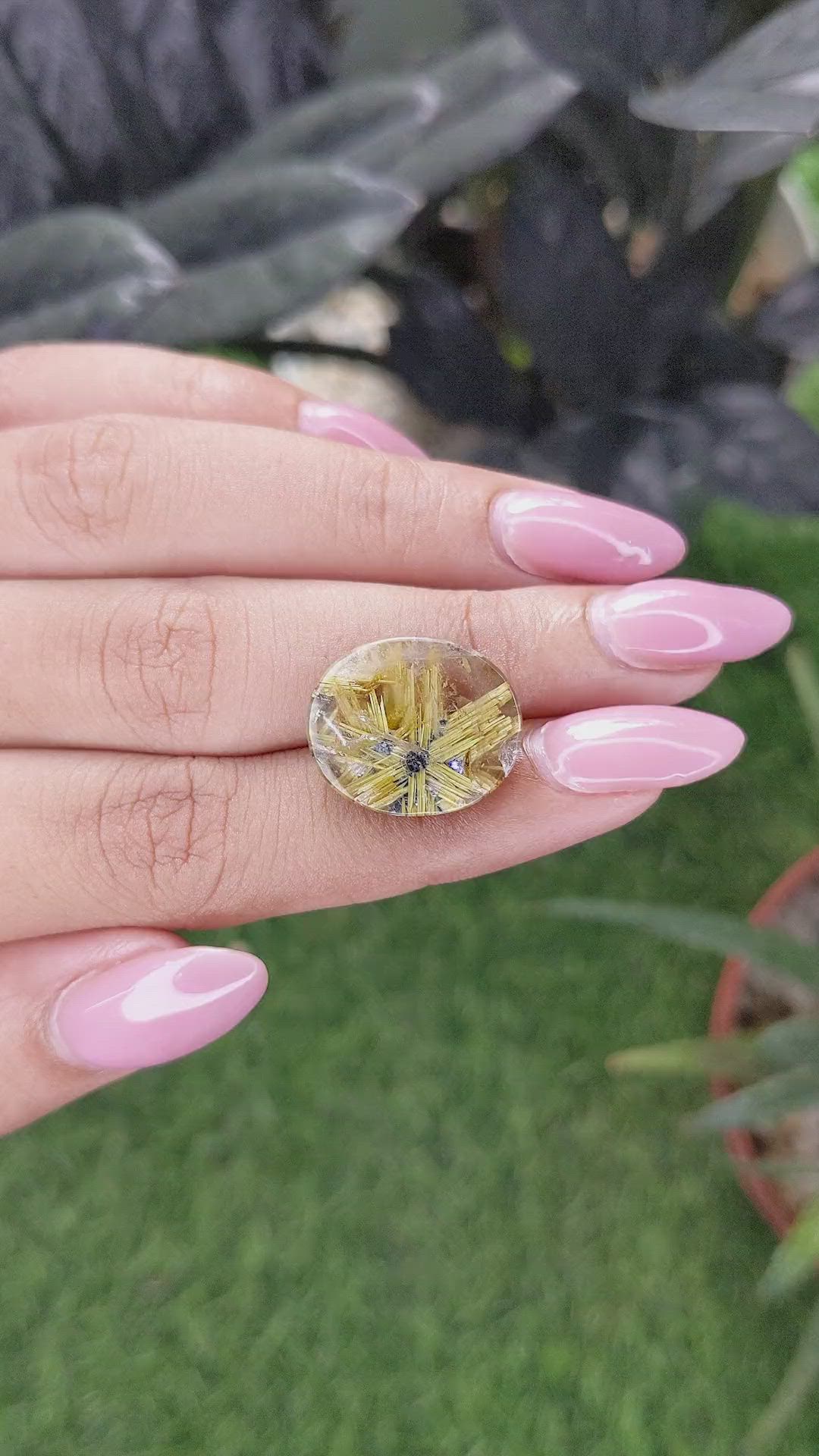 15.37 Ct. Smoky Rutilated Quartz from Ceylon (Sri Lanka) Size Video