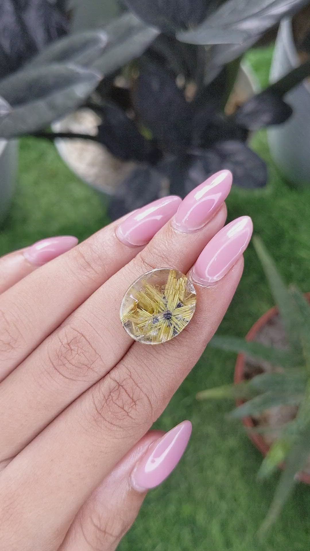 15.37 Ct. Smoky Rutilated Quartz from Ceylon (Sri Lanka) Size Video