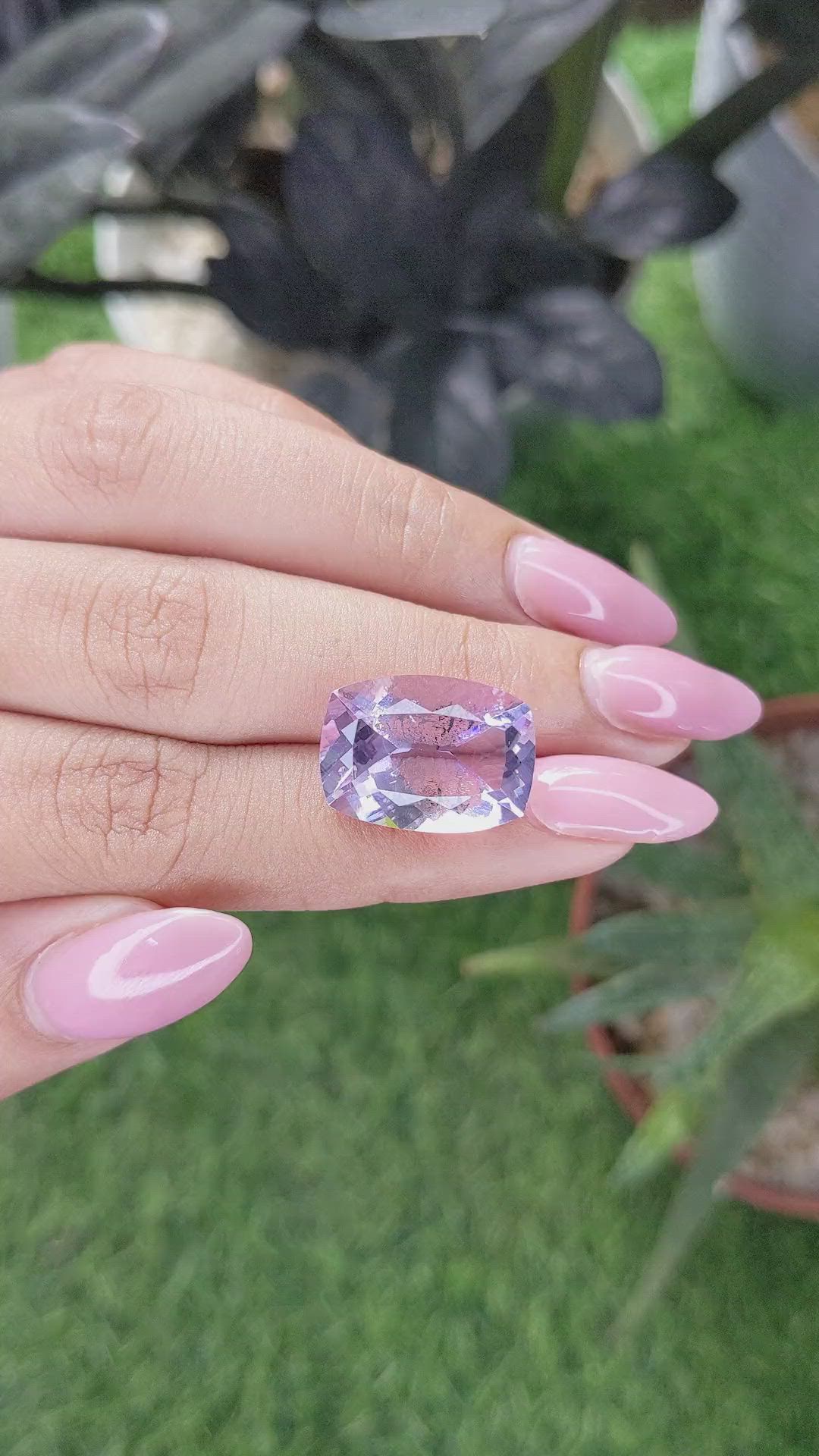 11.65 Ct. Purple Amethyst from Brazil Size Video