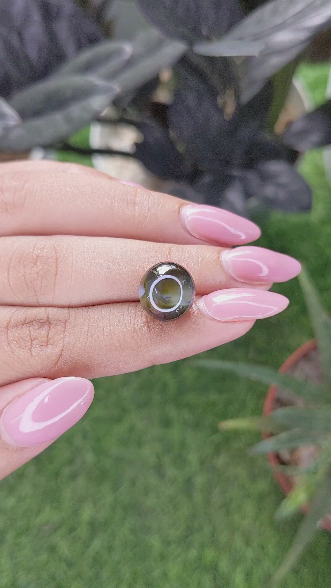 12.67 Ct. Yellowish Green Cabochon Cat’s Eye Chrysoberyl from Ceylon (Sri Lanka) Size Video