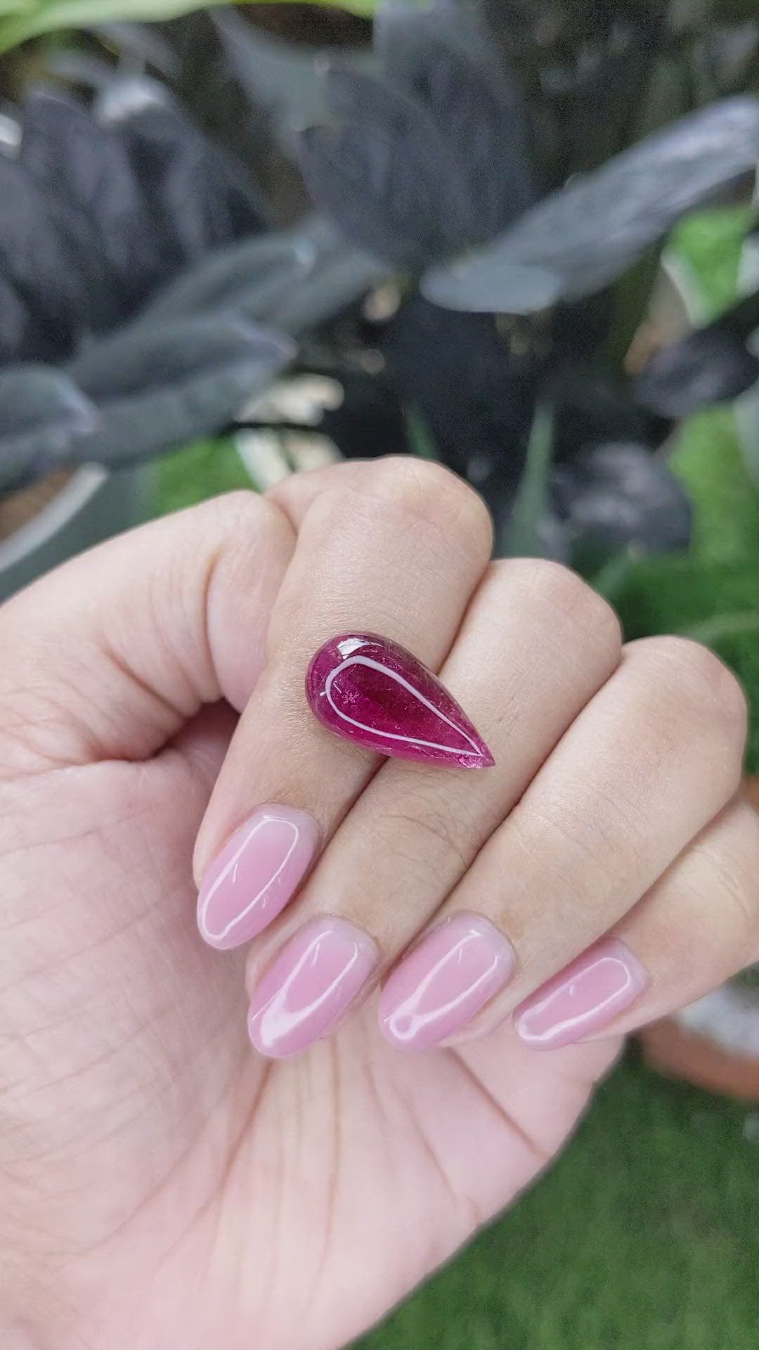 8.01 Ct. Pinkish Red Cabochon Rubellite Tourmaline from Madagascar Size Video