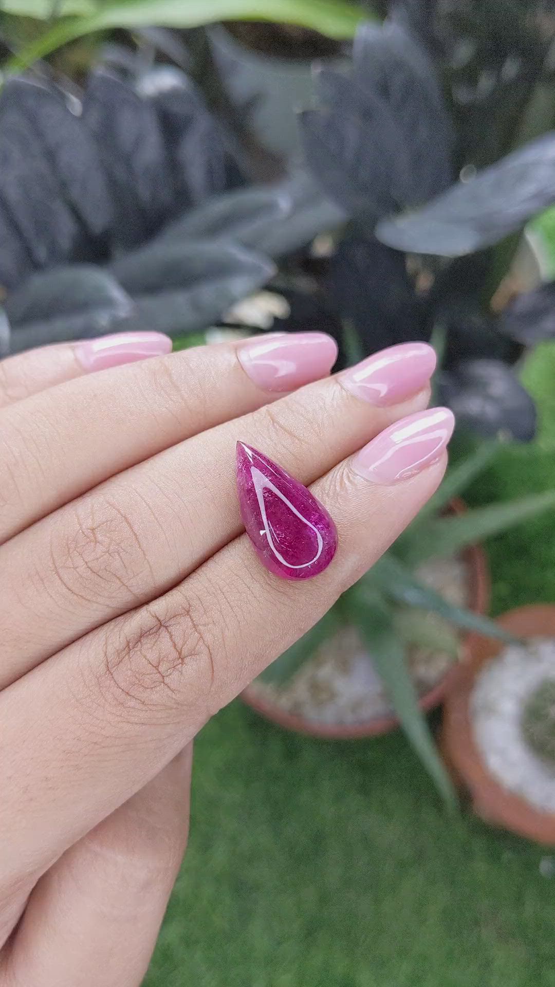 8.01 Ct. Pinkish Red Cabochon Rubellite Tourmaline from Madagascar Size Video