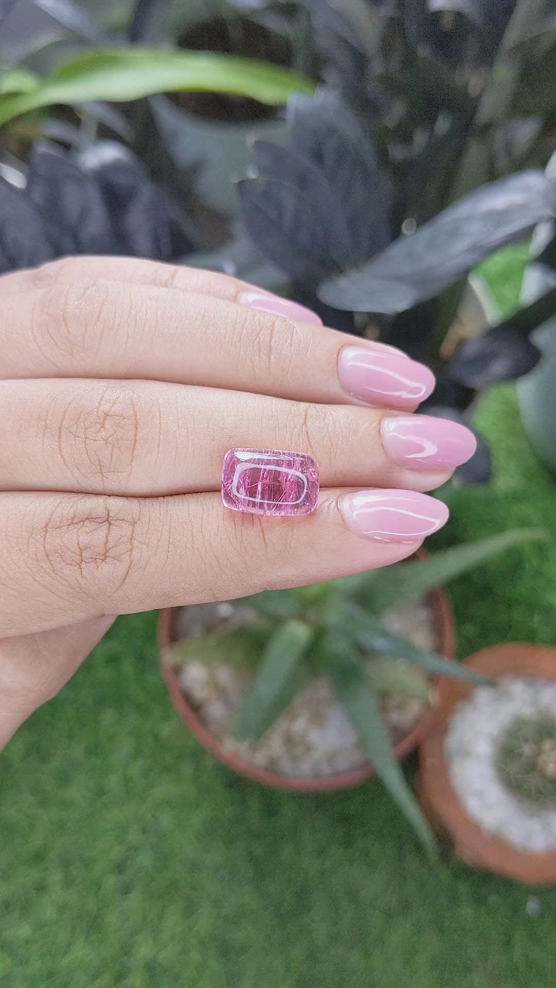 6.46 Ct. Reddish Pink Cabochon Rubellite Tourmaline from Madagascar Size Video