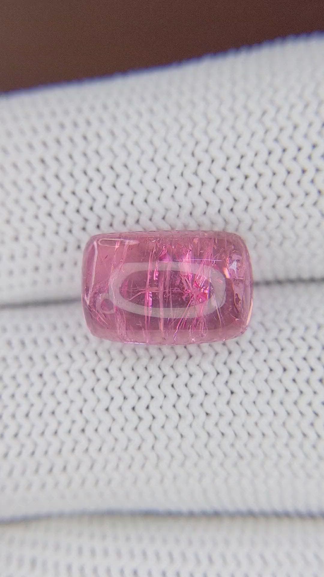 6.46 Ct. Reddish Pink Cabochon Rubellite Tourmaline from Madagascar Size Video