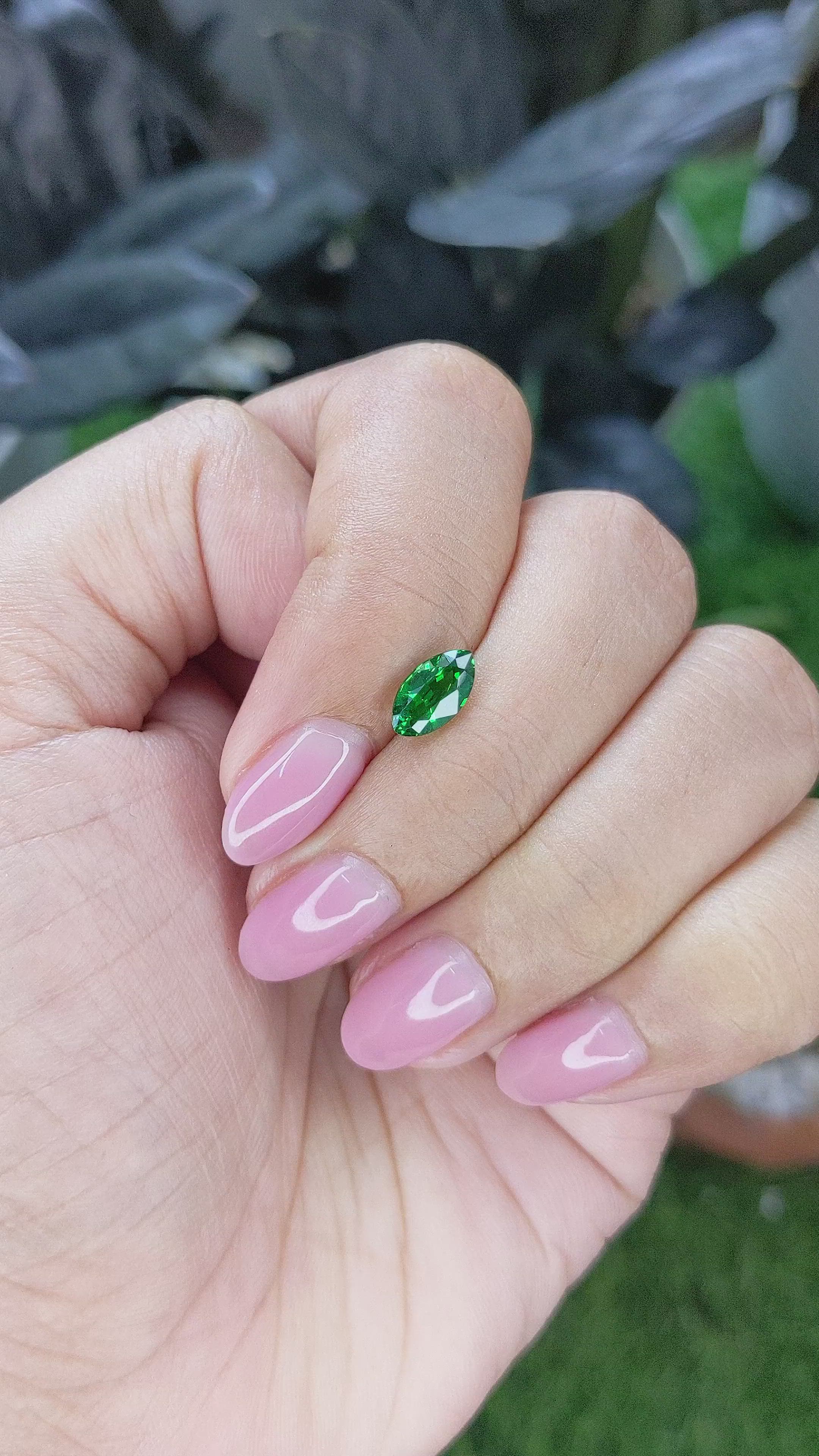 1.01 Ct. Tsavorite Garnet from Tanzania Size Video