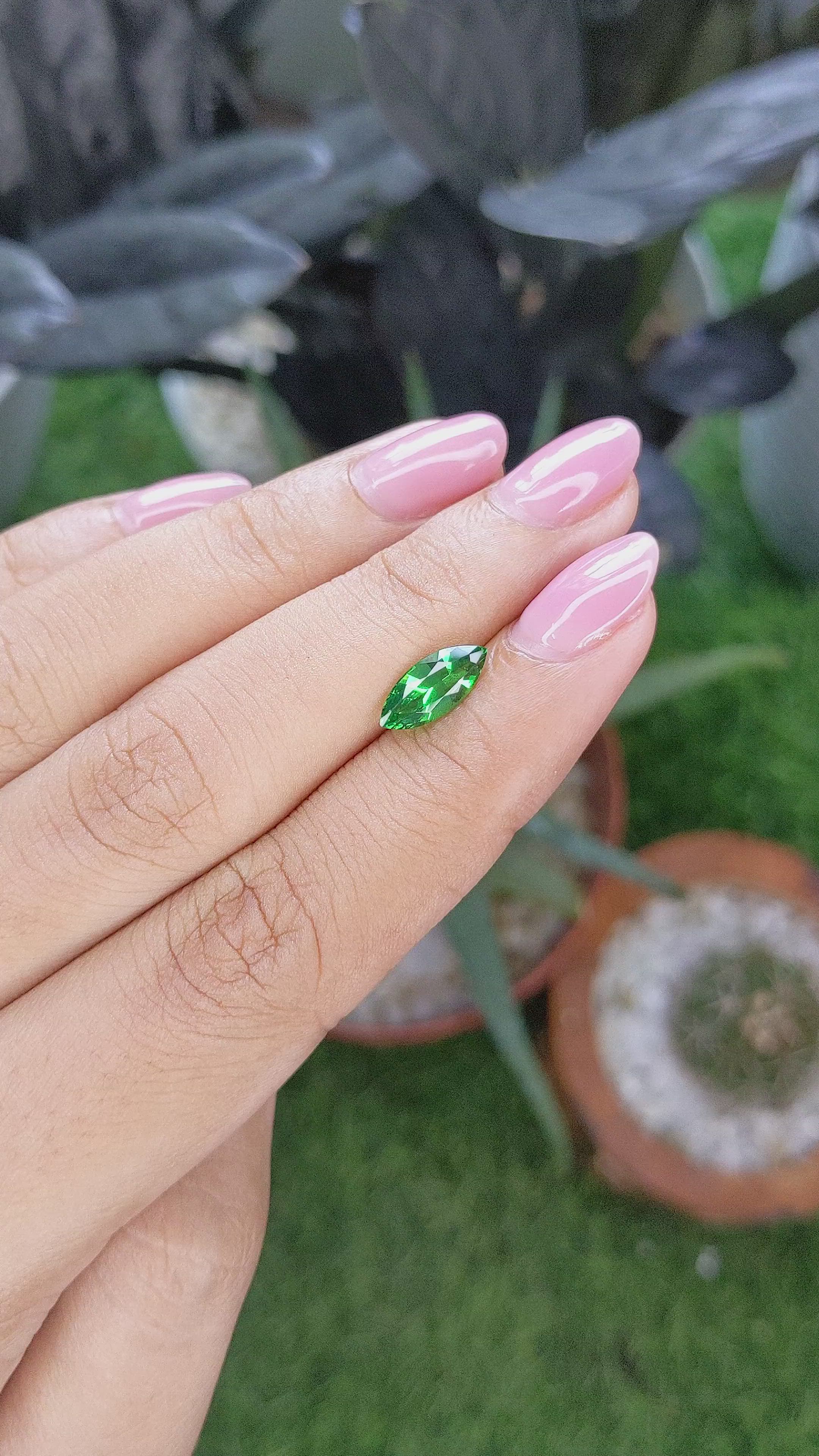 1.13 Ct. Tsavorite Garnet from Tanzania Size Video