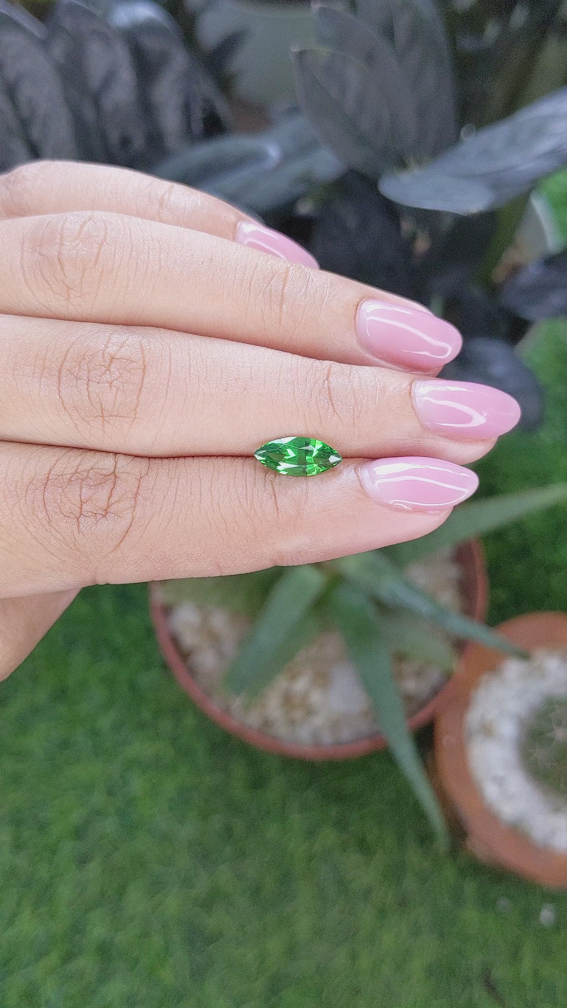 1.13 Ct. Tsavorite Garnet from Tanzania Size Video