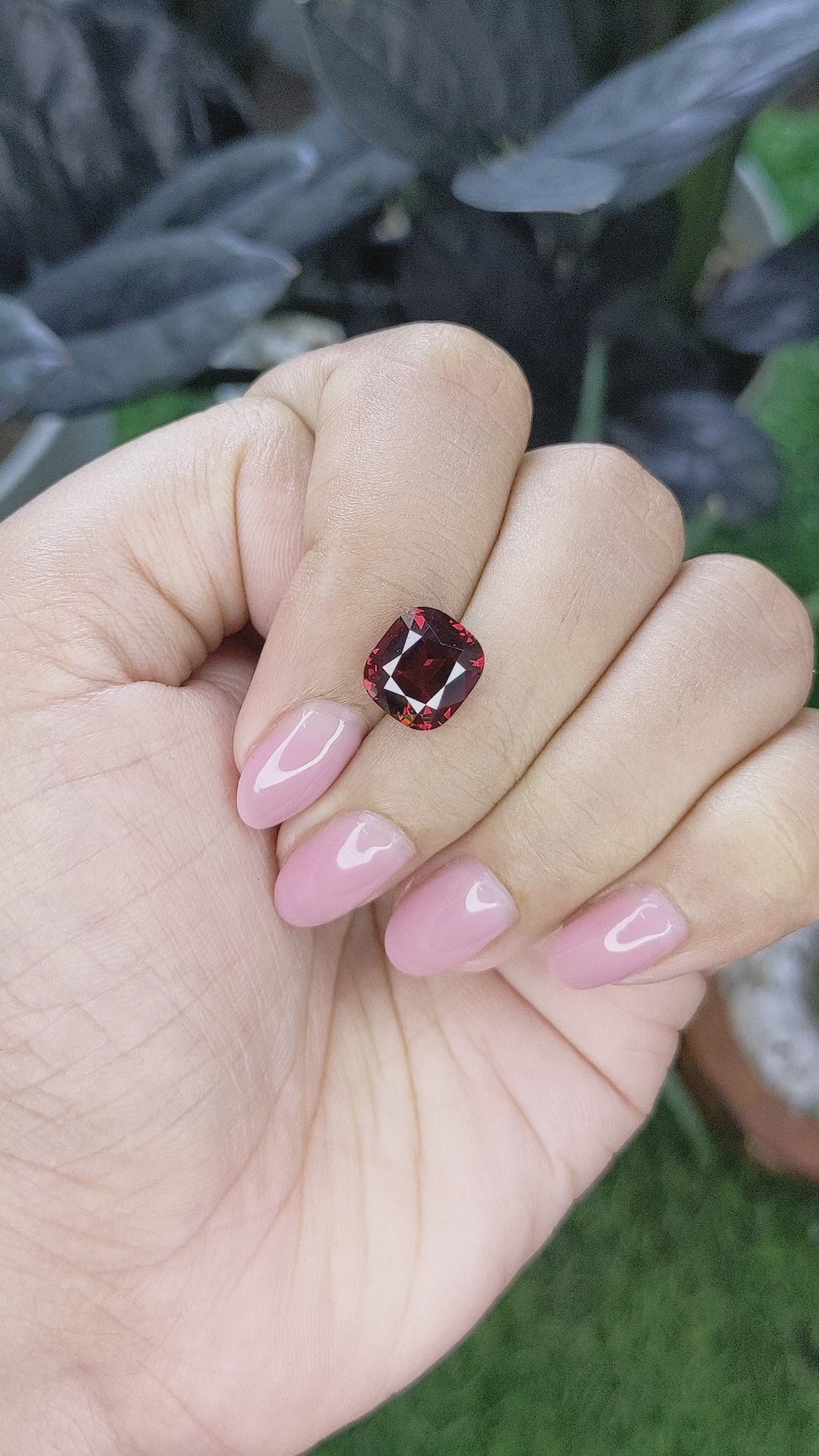 4.25 Ct. Red Garnet from Ceylon (Sri Lanka) Size Video