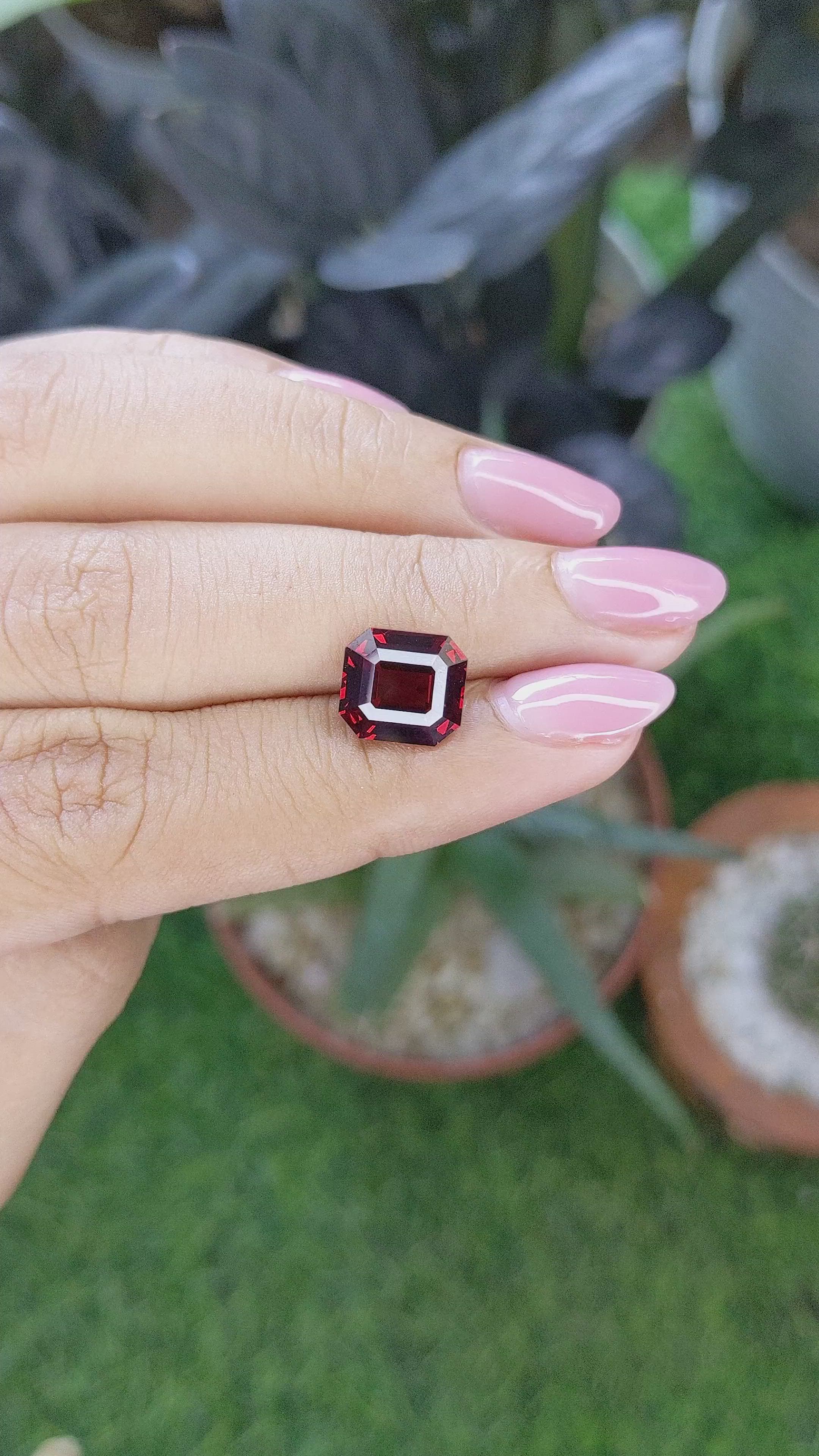 4.35 Ct. Red Garnet from Ceylon (Sri Lanka) Size Video