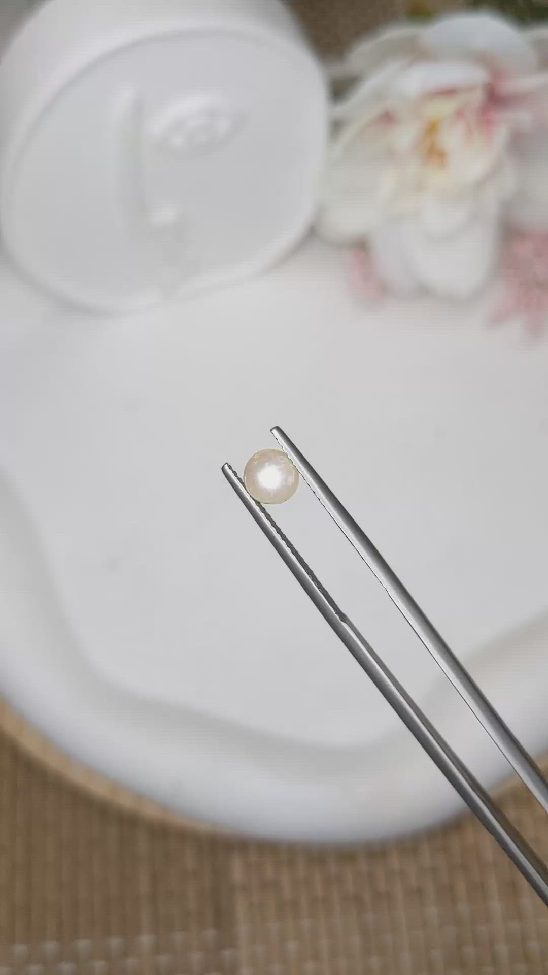 1.23 Ct. Cream Edison Pearl from China Size Video