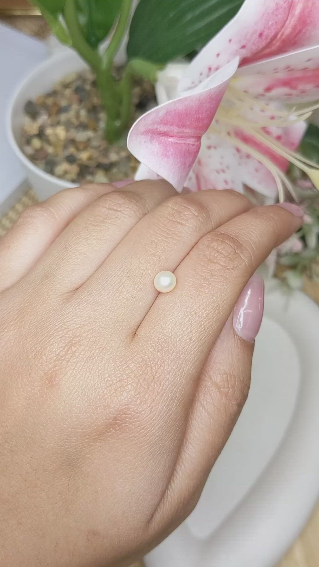 1.16 Ct. Cream Edison Pearl from China Size Video