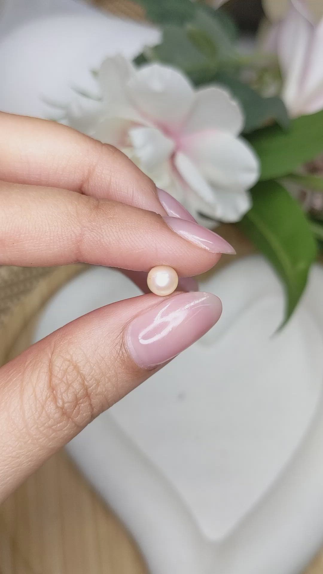 1.19 Ct. Cream Edison Pearl from China Size Video