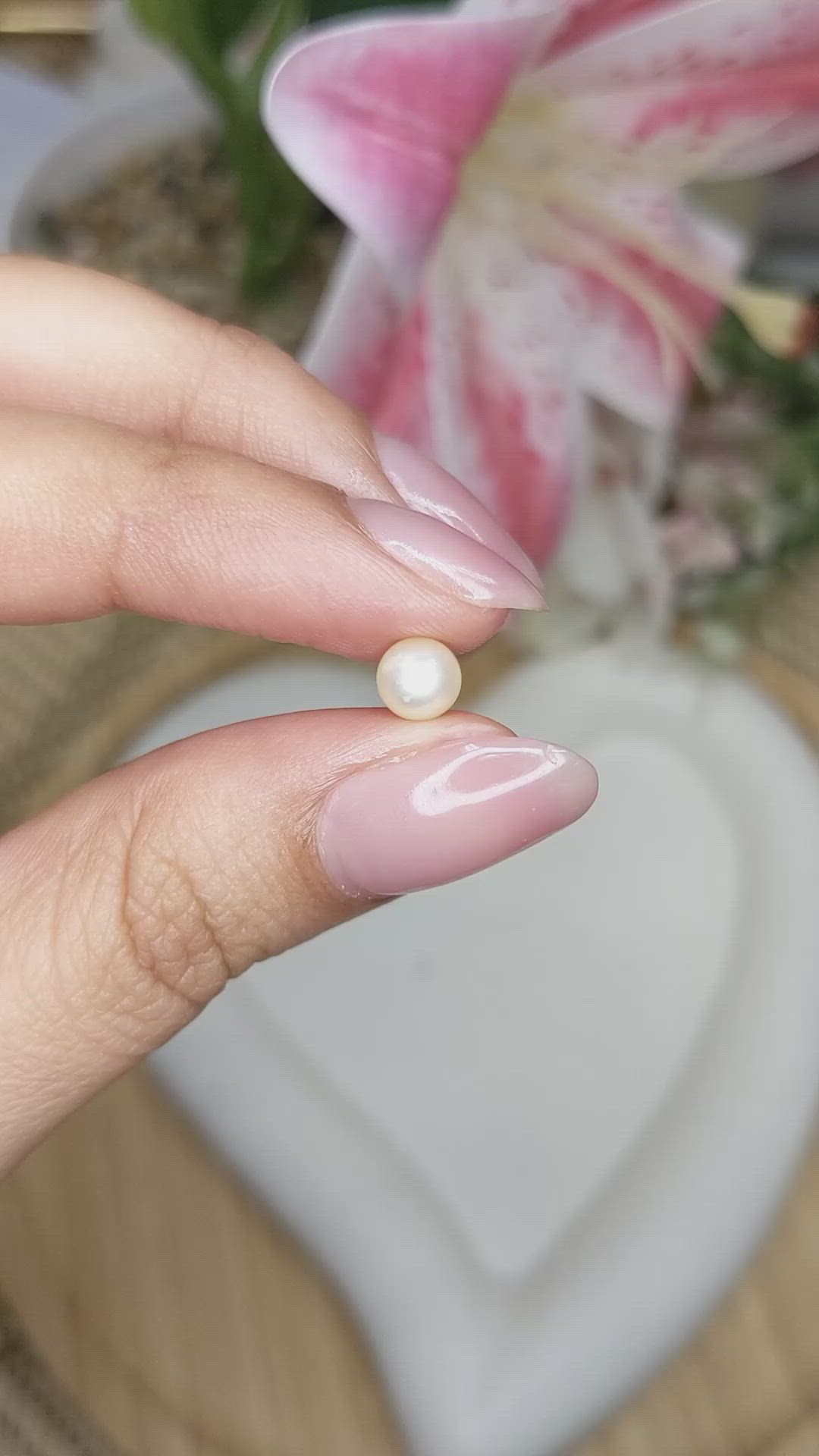 1.19 Ct. Cream Edison Pearl from China Size Video