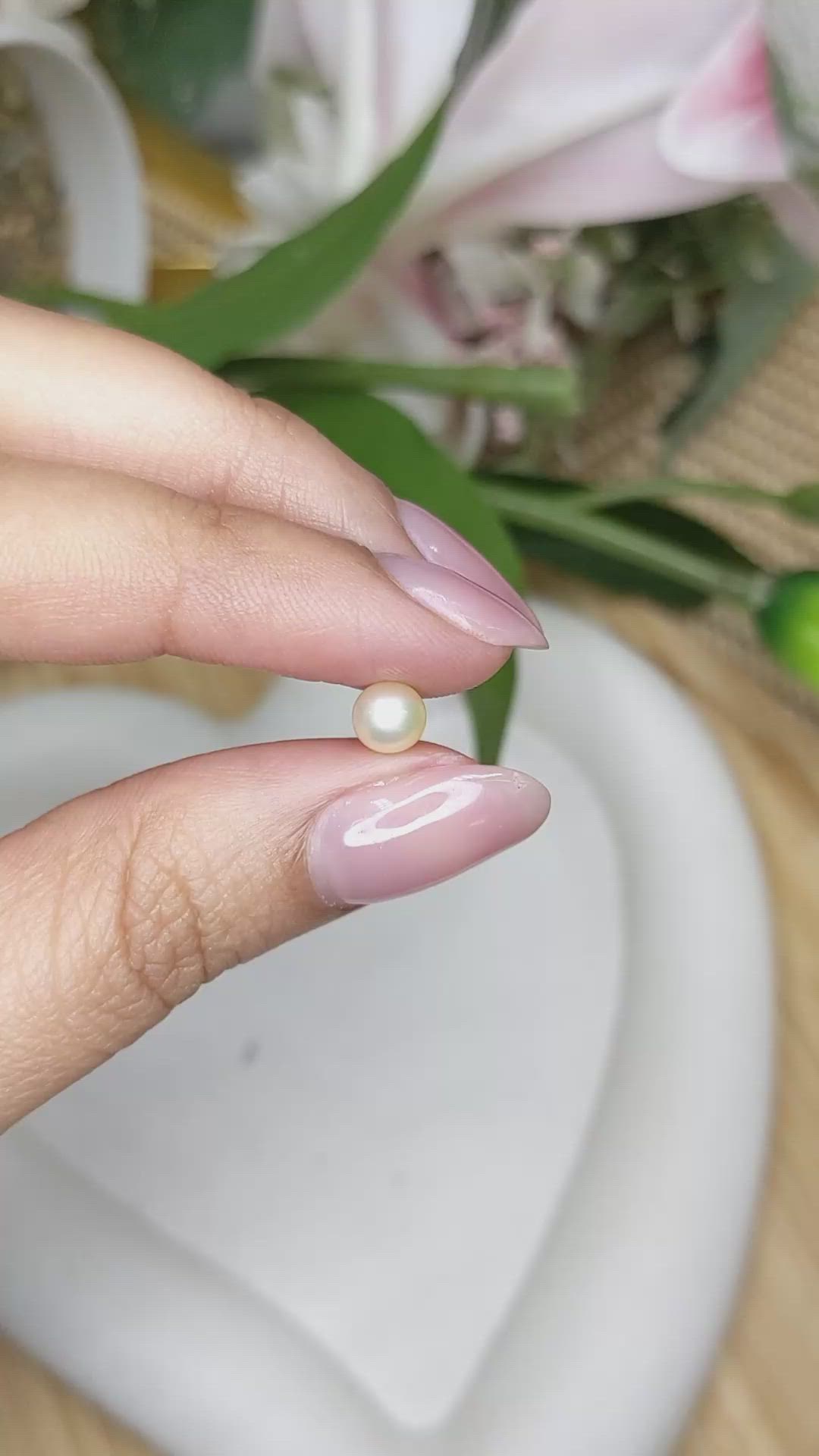 1.15 Ct. Cream with Silver Overtone Akoya Pearl from China Size Video