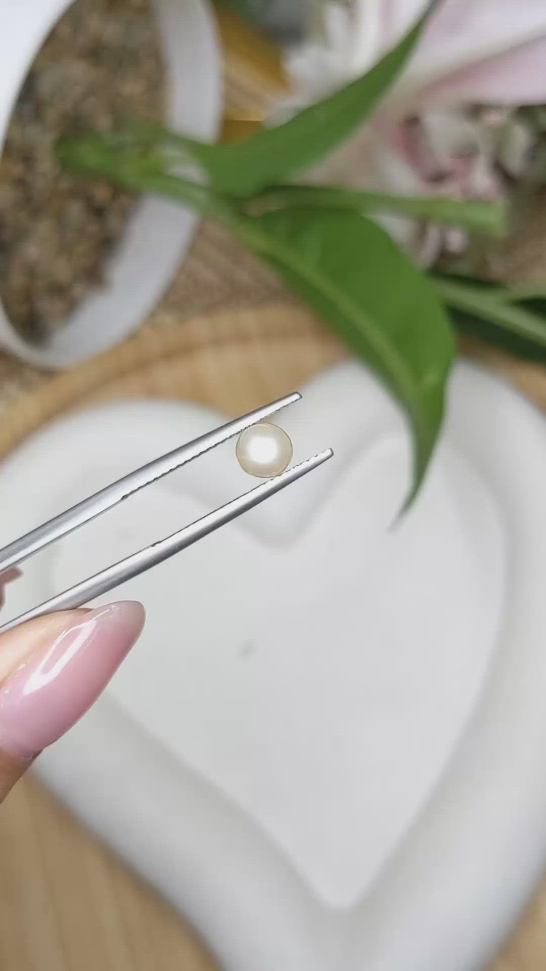 1.10 Ct. Cream with Silver Overtone Akoya Pearl from China Size Video