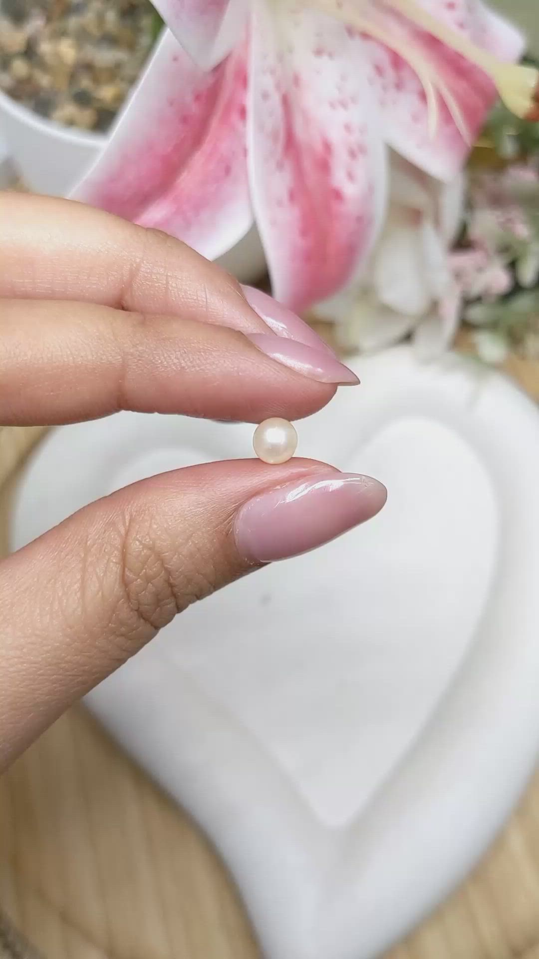 1.16 Ct. Cream with Silver Overtone Akoya Pearl from China Size Video