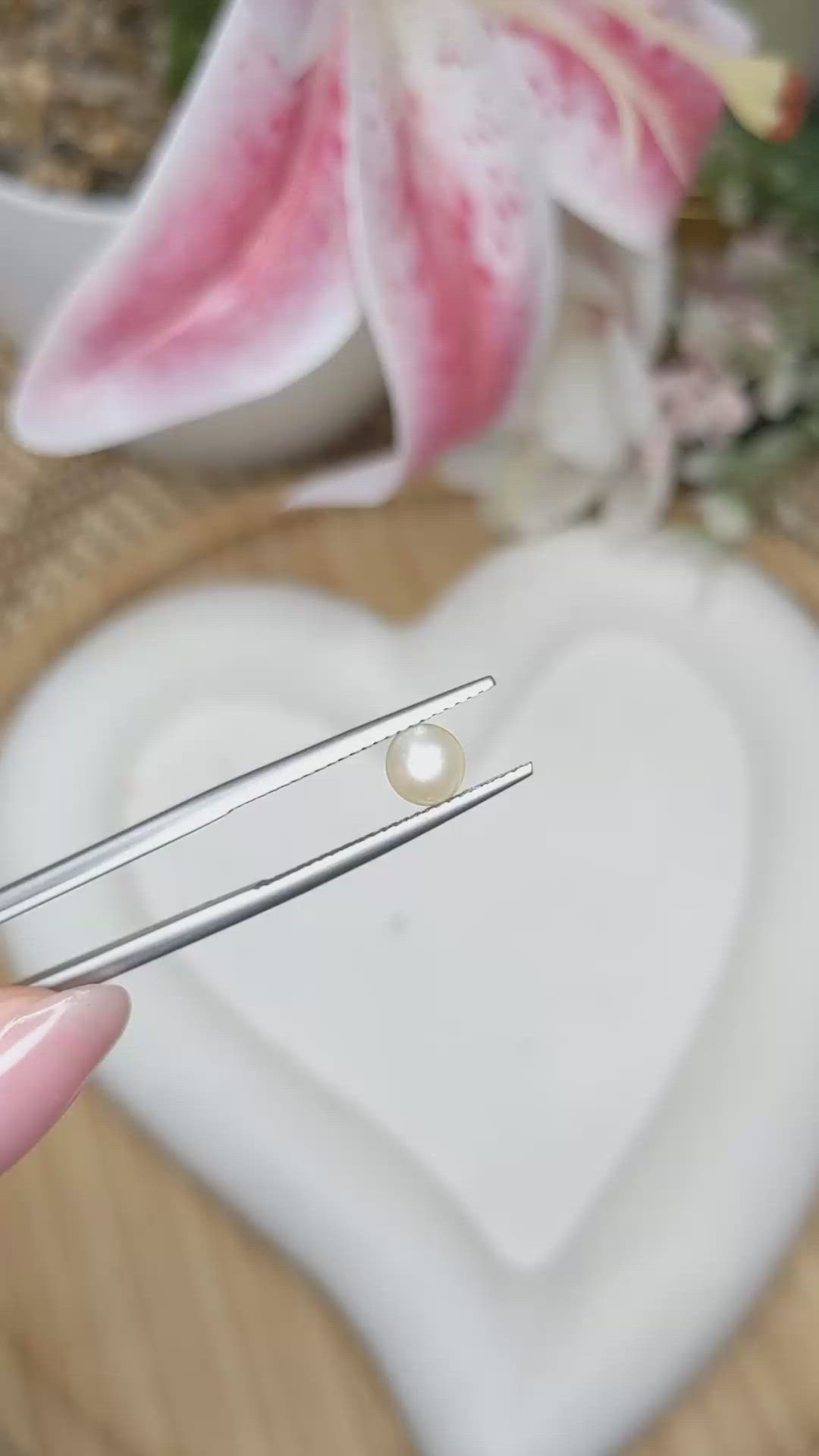 1.16 Ct. Cream with Silver Overtone Akoya Pearl from China Size Video
