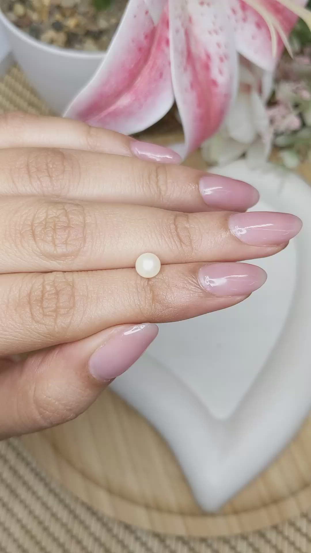 1.20 Ct. Cream with Silver Overtone Akoya Pearl from China Size Video